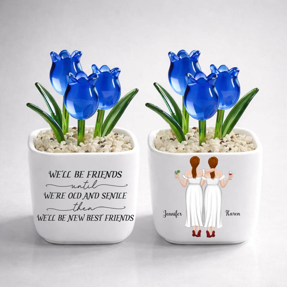 Old And Senile Besties - Personalized Custom Glass Everlasting Tulips - Image 7
