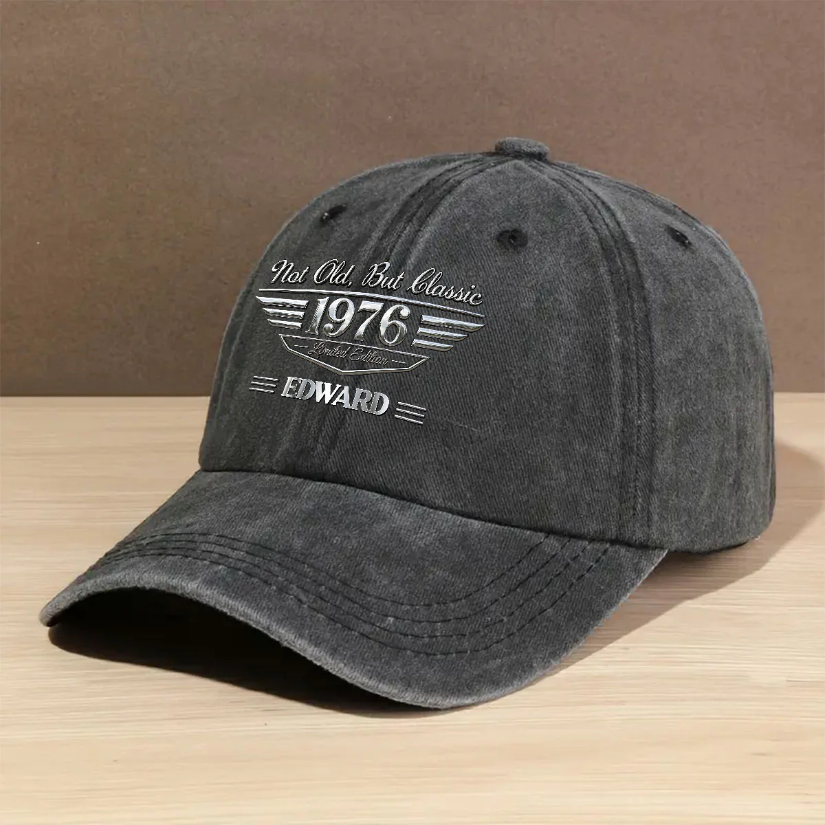 Old But Gold - Personalized Custom Vintage Washed Denim Cap - Image 3