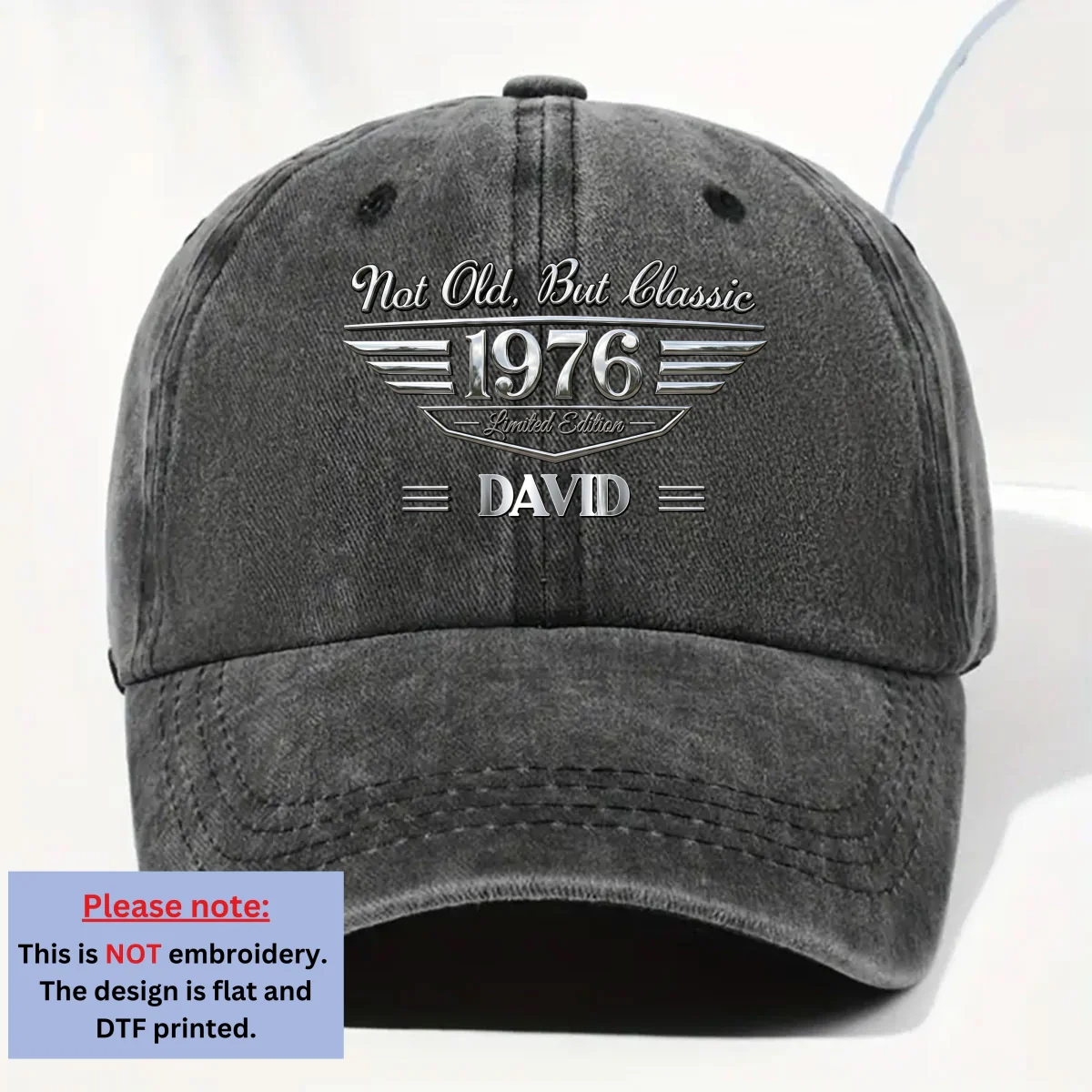 Old But Gold - Personalized Custom Vintage Washed Denim Cap - Image 7