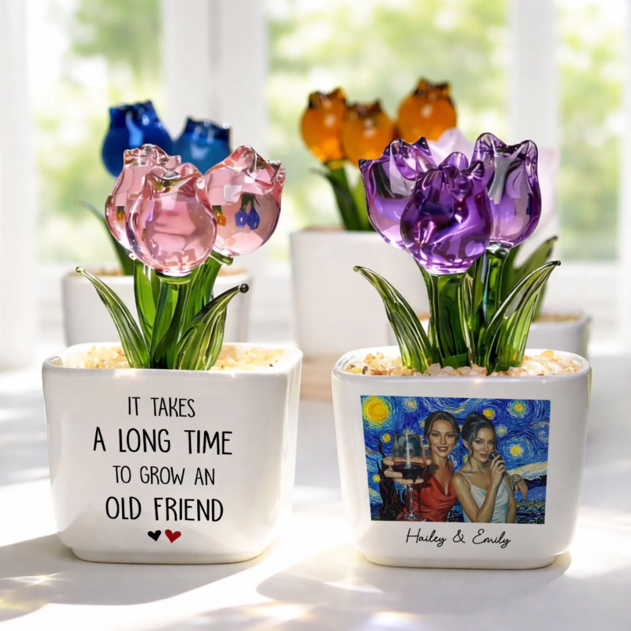 Old Friend - Personalized Custom Glass Everlasting Tulips - Image 5