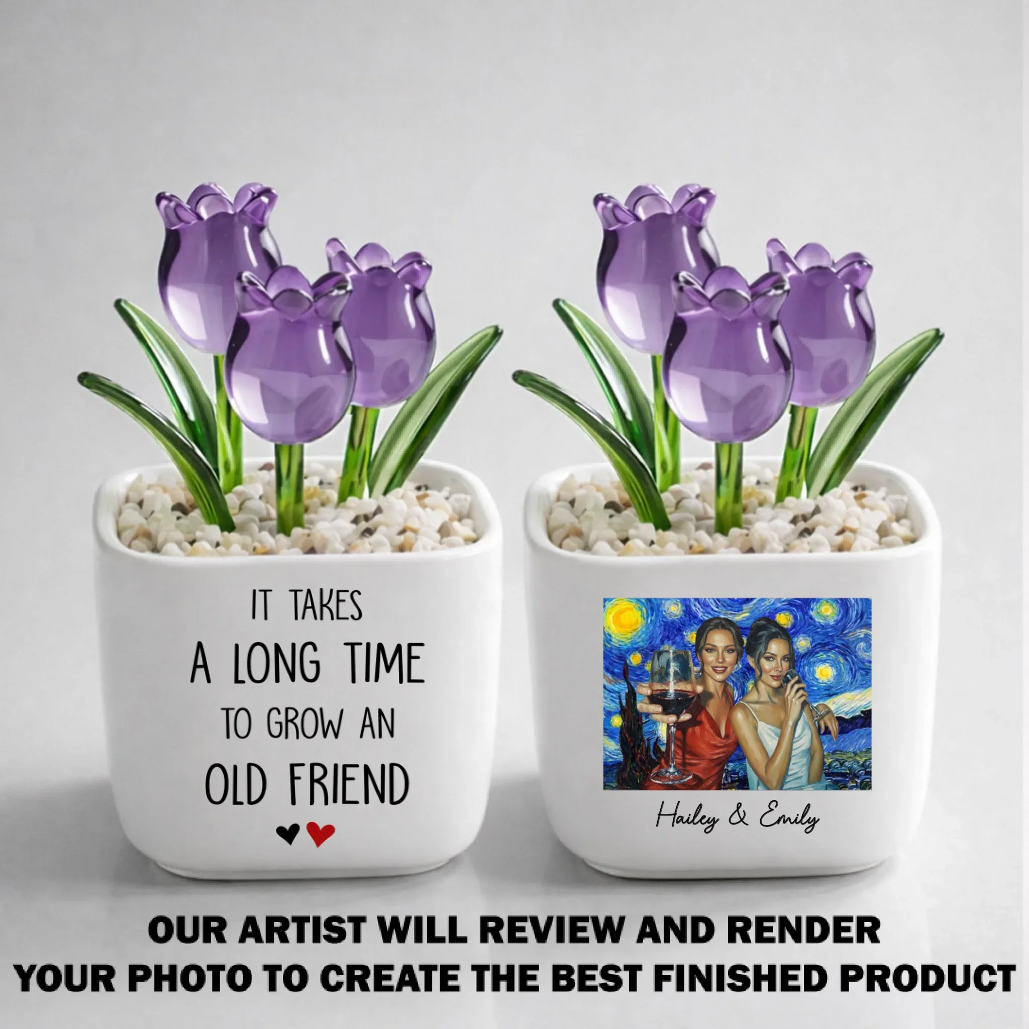 Old Friend - Personalized Custom Glass Everlasting Tulips - Image 9