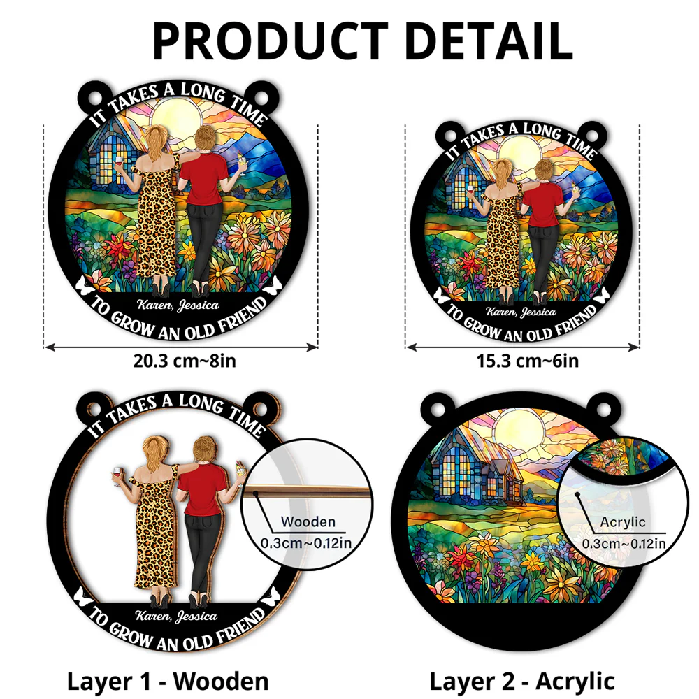 Old Friends - Personalized Custom Suncatcher - Image 4