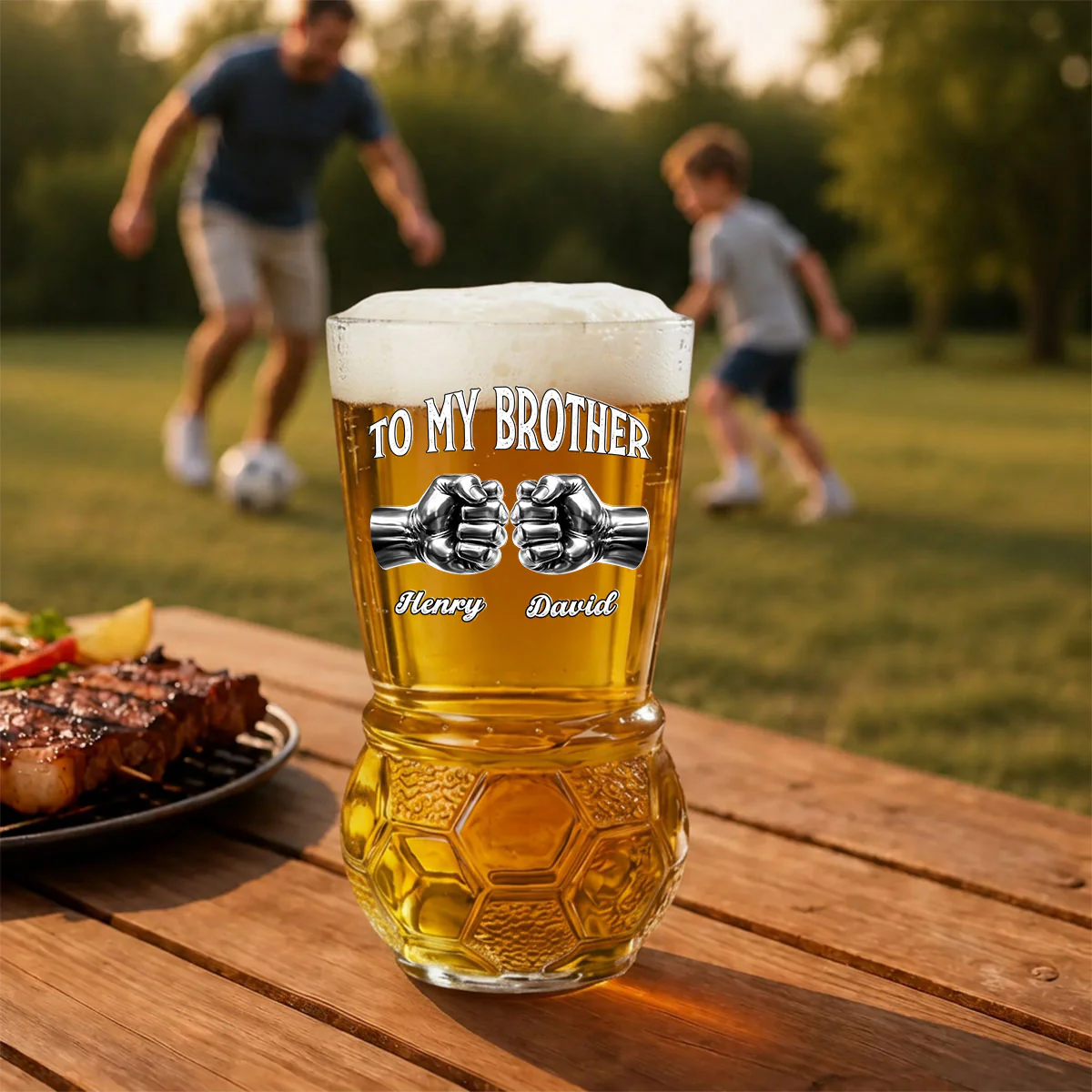 Once A Brother And Always A Brother - Personalized Custom Football Beer Glass - Image 5