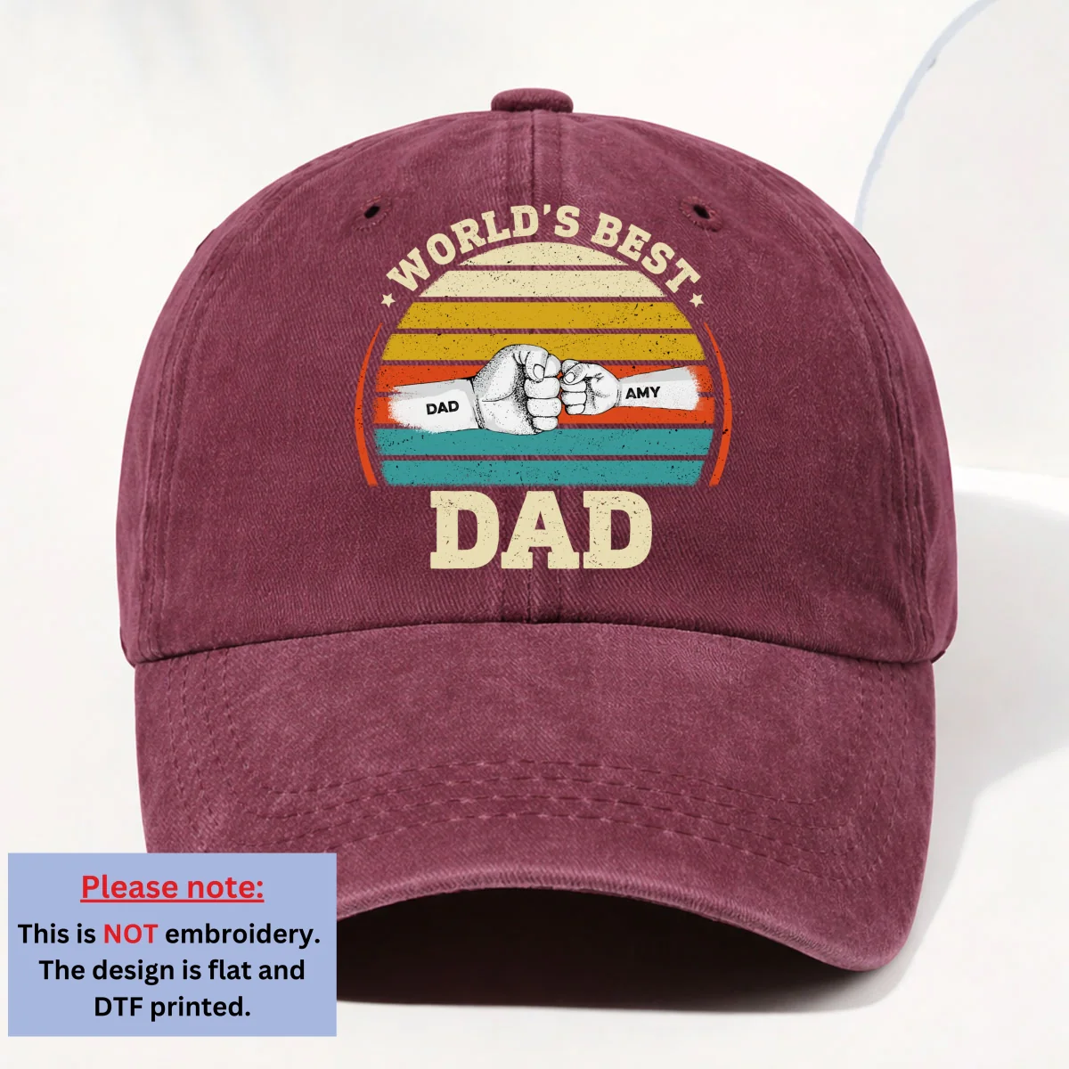 Our Best Daddy - Personalized Custom Vintage Washed Denim Cap - Image 9