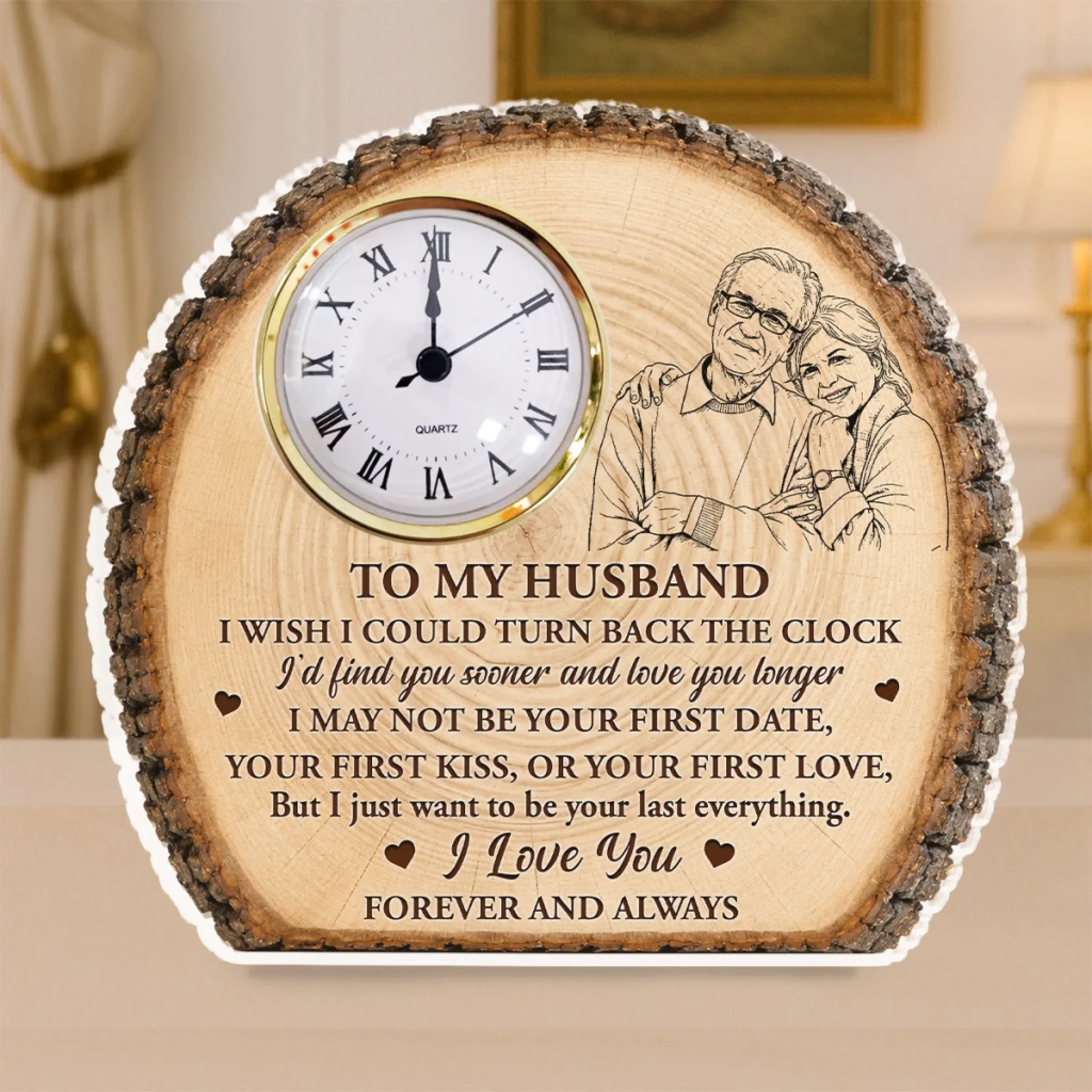 Our Bond Etched Forever - Personalized Custom Acrylic Desk Clock Plaque - Image 3