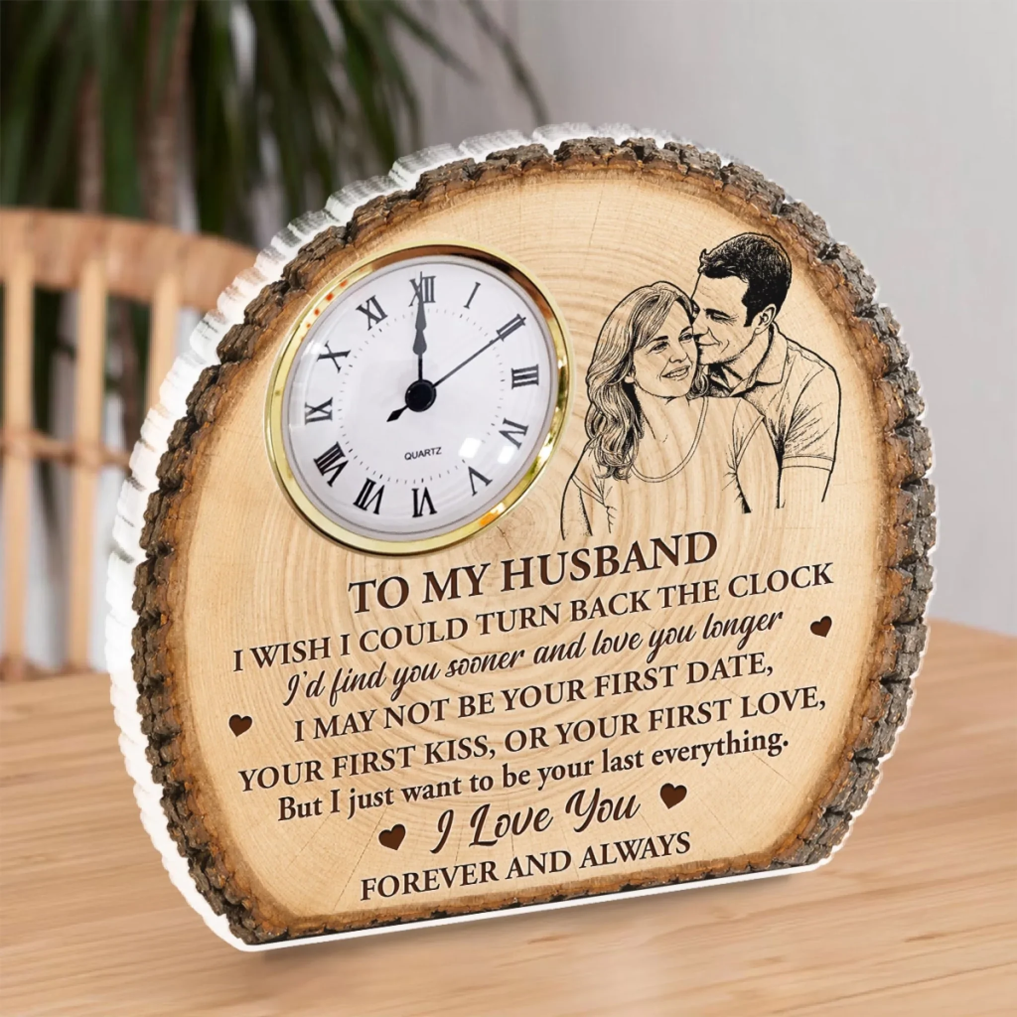 Our Bond Etched Forever - Personalized Custom Acrylic Desk Clock Plaque - Image 4