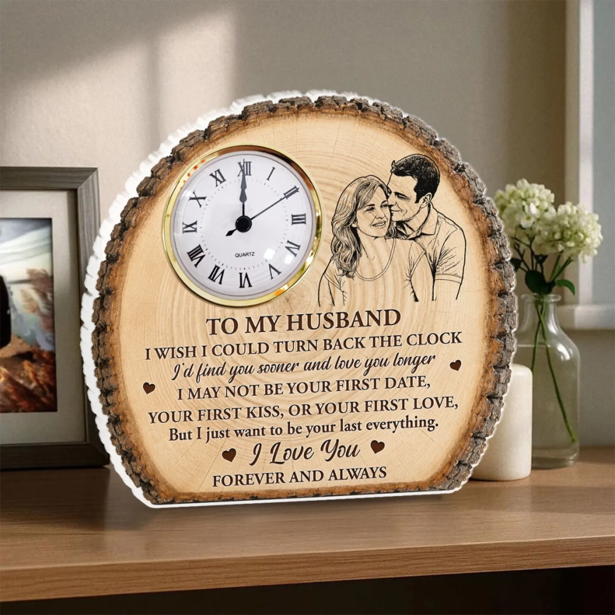 Our Bond Etched Forever - Personalized Custom Acrylic Desk Clock Plaque - Image 5