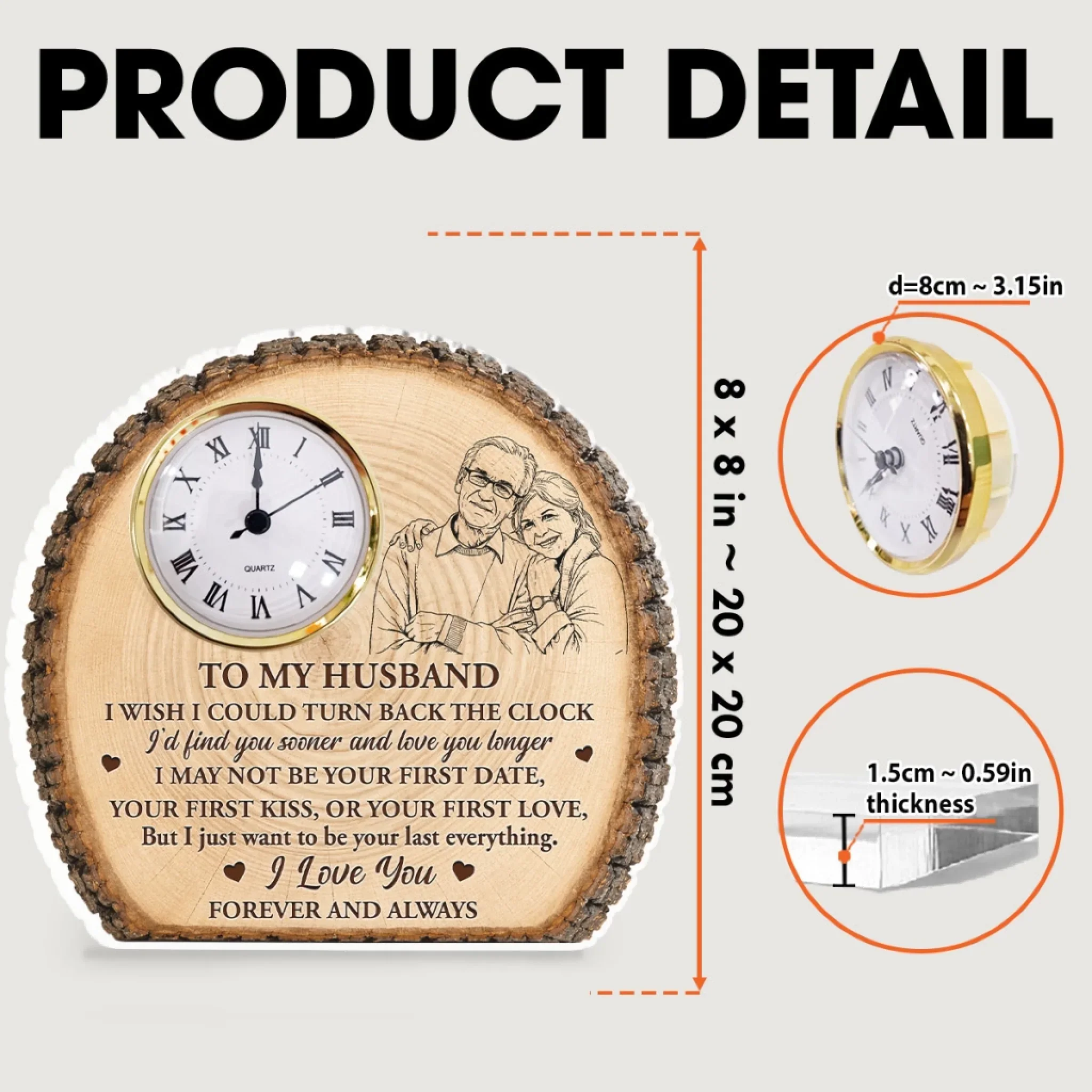 Our Bond Etched Forever - Personalized Custom Acrylic Desk Clock Plaque - Image 6