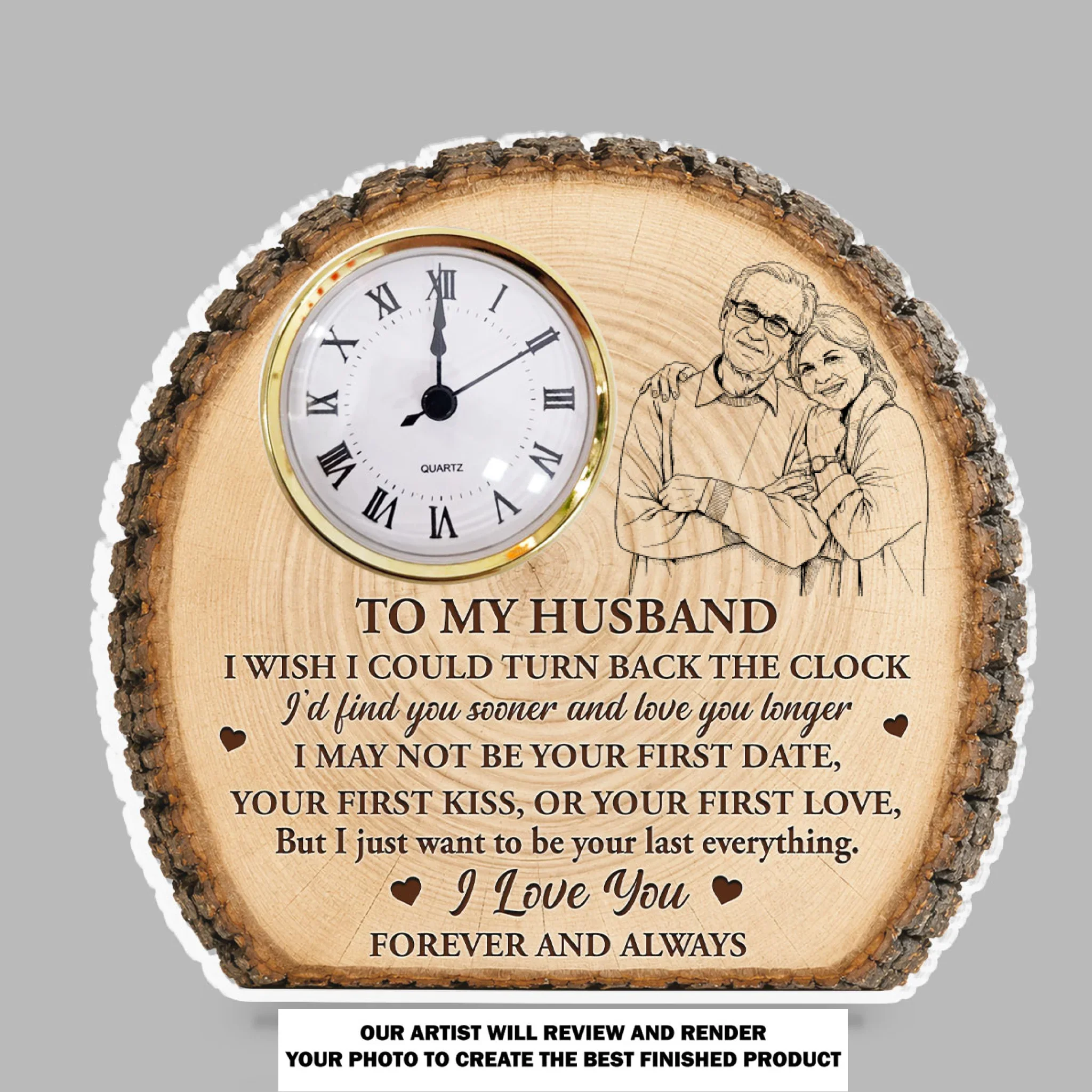 Our Bond Etched Forever - Personalized Custom Acrylic Desk Clock Plaque - Image 8