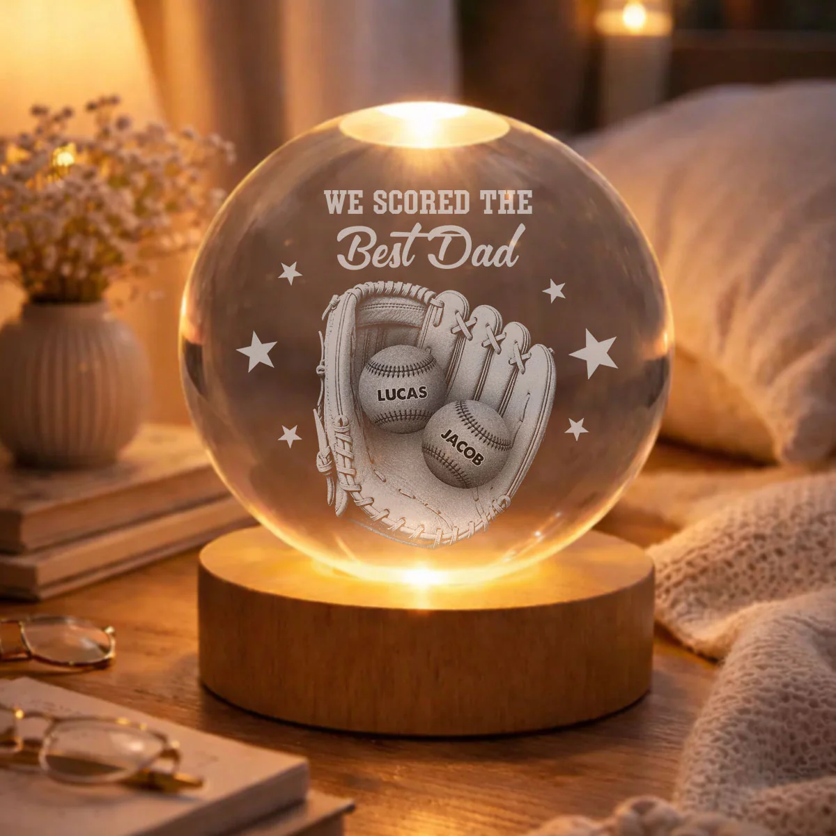 Our Daddy - Personalized Custom Crystal Globe Lamp - Image 5