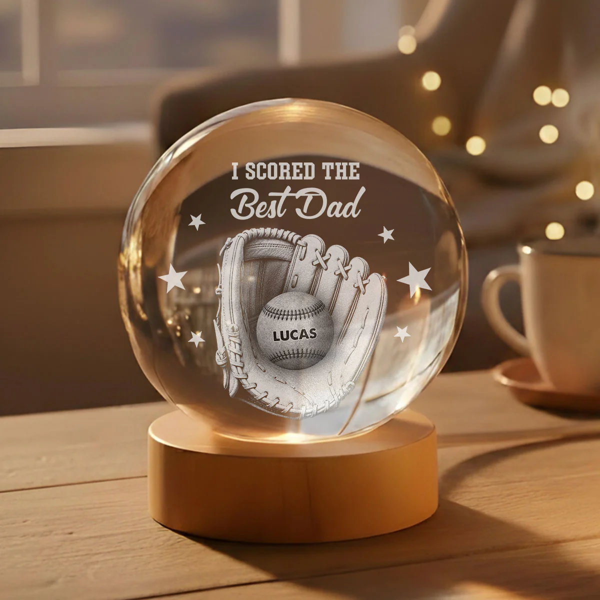 Our Daddy - Personalized Custom Crystal Globe Lamp - Image 6