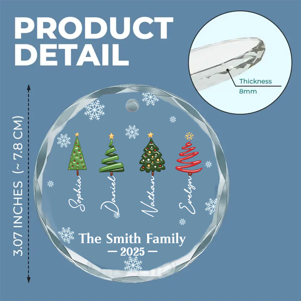Our Family Love Is Forever - Personalized Custom Glass Ornament - Image 6