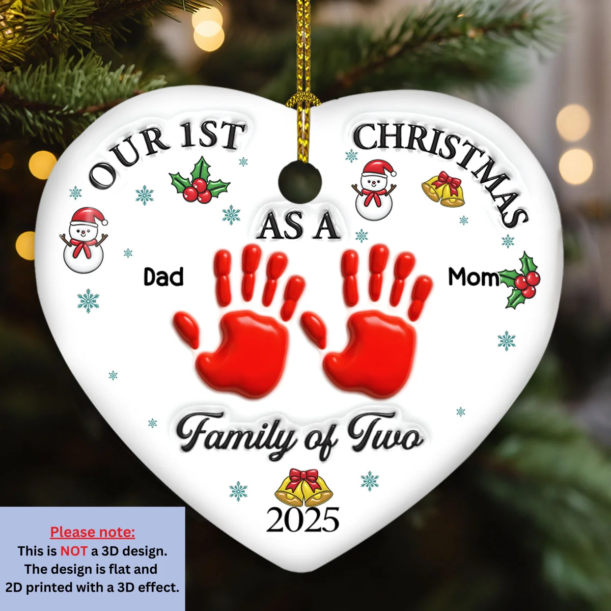 Our First Christmas 2 - Personalized Custom 3D Inflated Effect Ceramic Ornament - Image 6