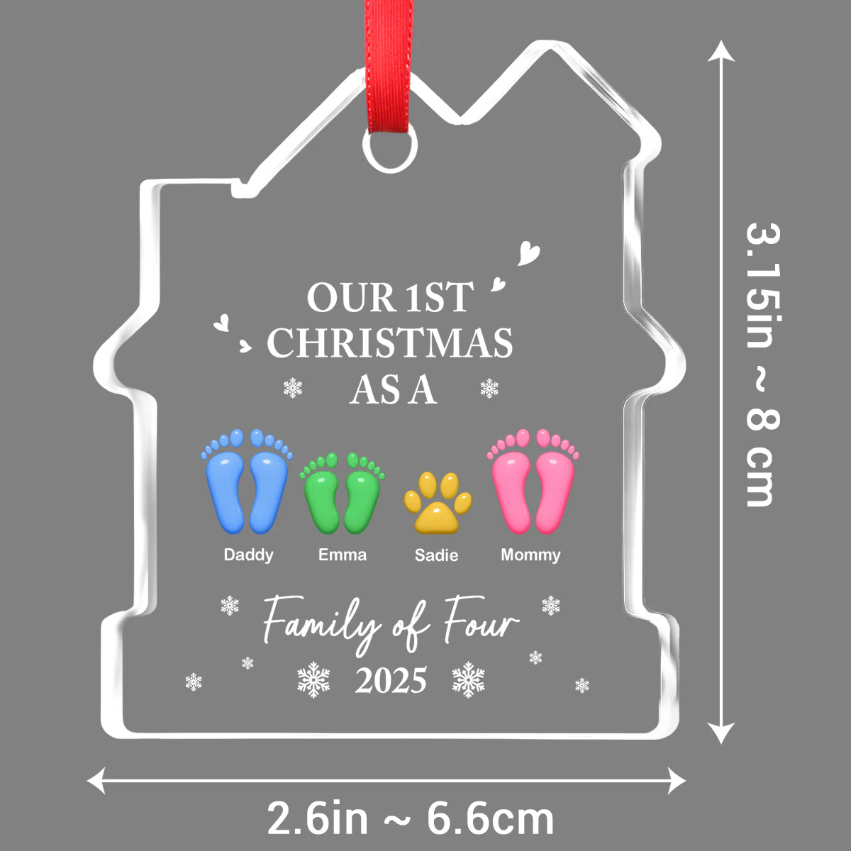 Our First Holiday Season As One - Personalized Custom House Shaped Glass Ornament - Image 6