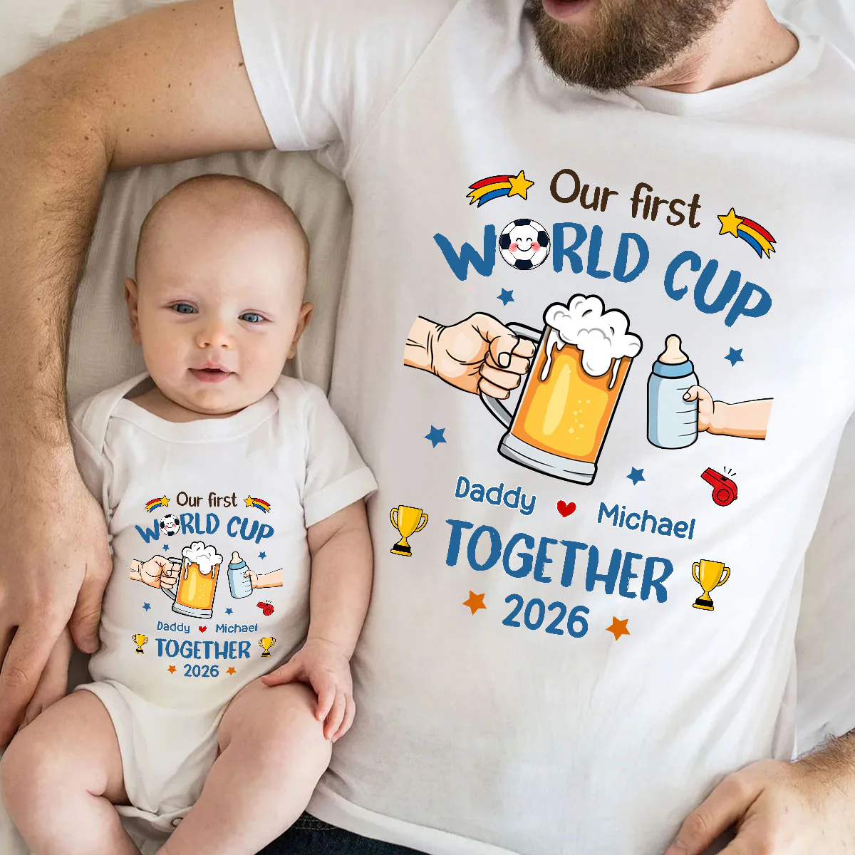 Our First World Cup Cheer - Personalized Custom T-shirt And Onesie