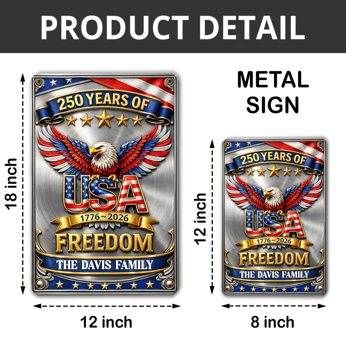 Our Freedom - Personalized Custom 3D Inflated Effect Metal Sign - Image 4