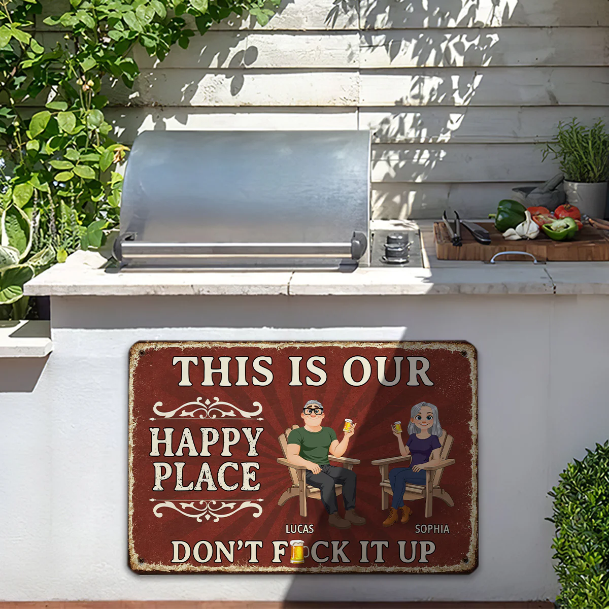 Our Happy Place Patio - Personalized Custom Metal Sign - Image 6