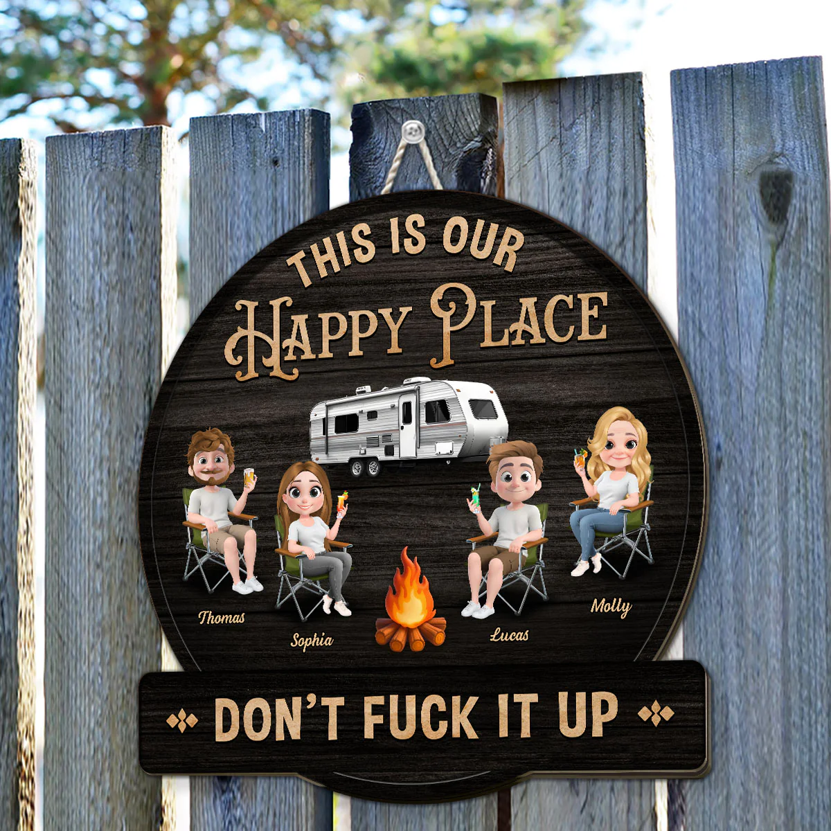 Our Happy Place - Personalized Custom Wood Sign - Image 3