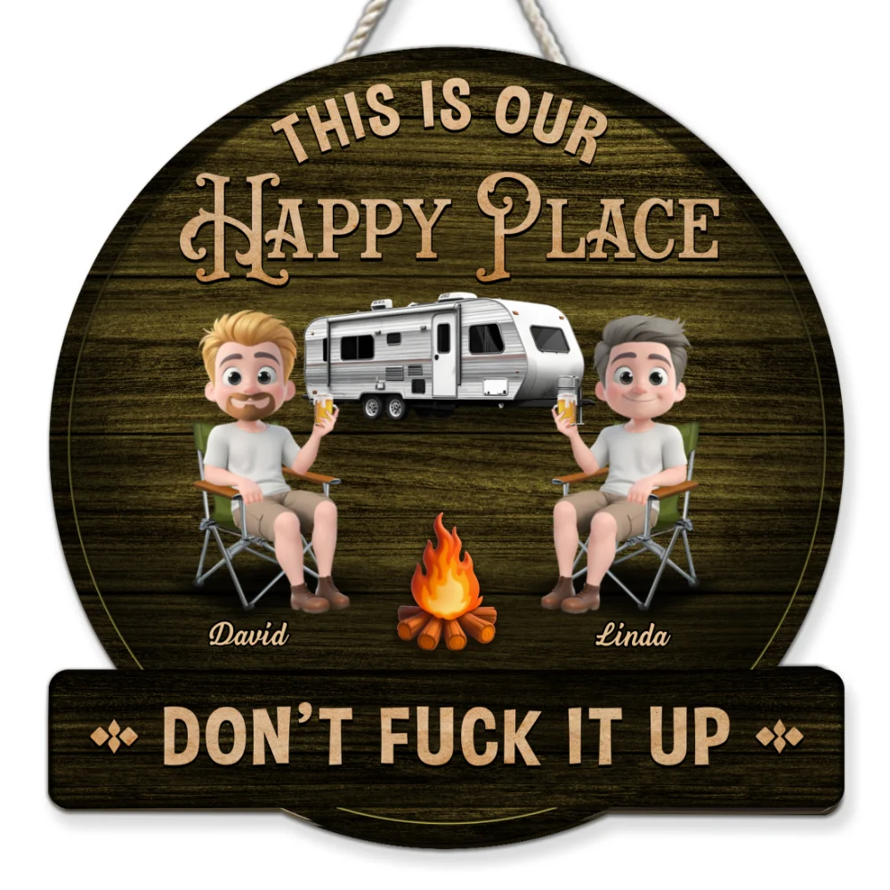 Our Happy Place - Personalized Custom Wood Sign - Image 5