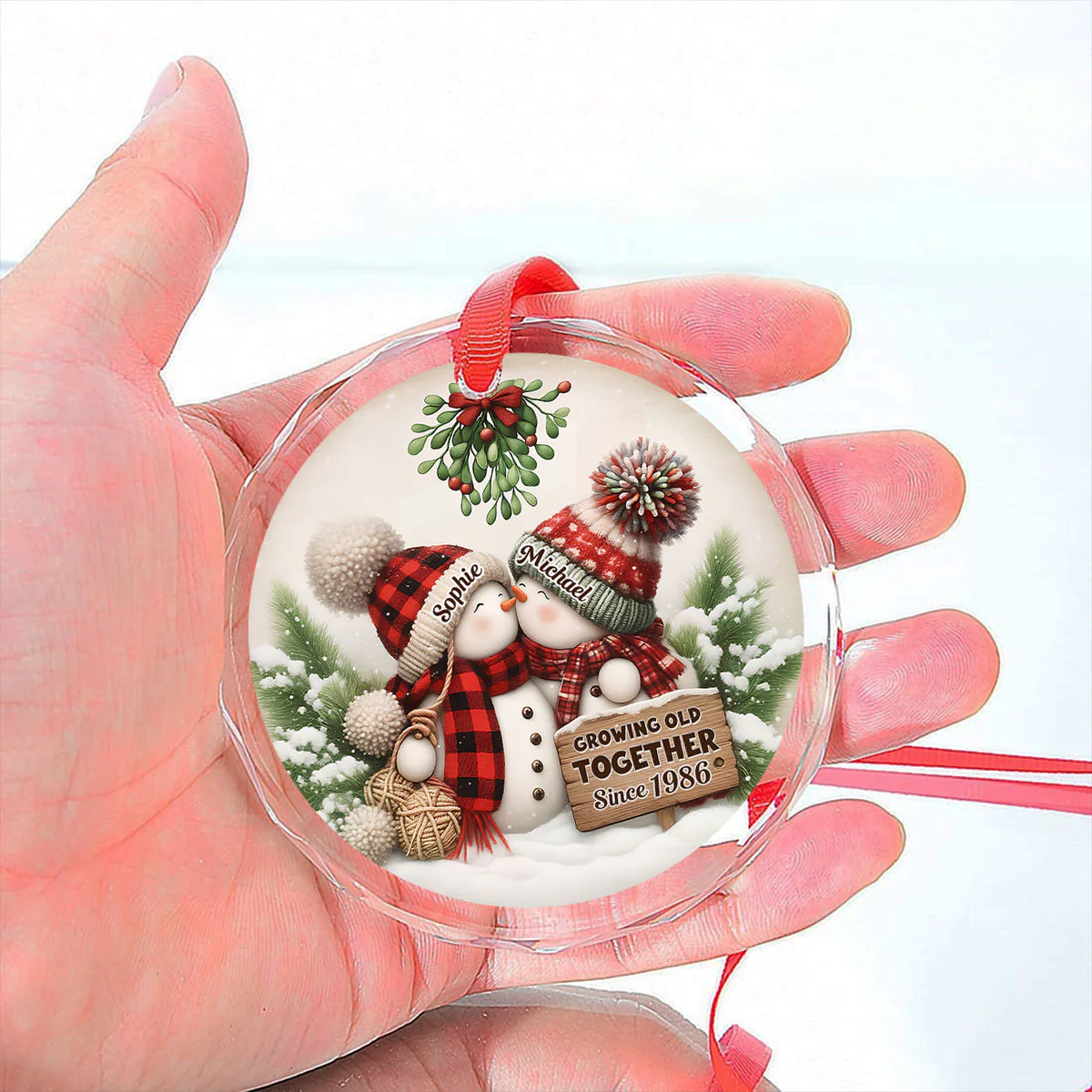 Our Holiday Romance - Personalized Custom Glass Ornament - Image 5