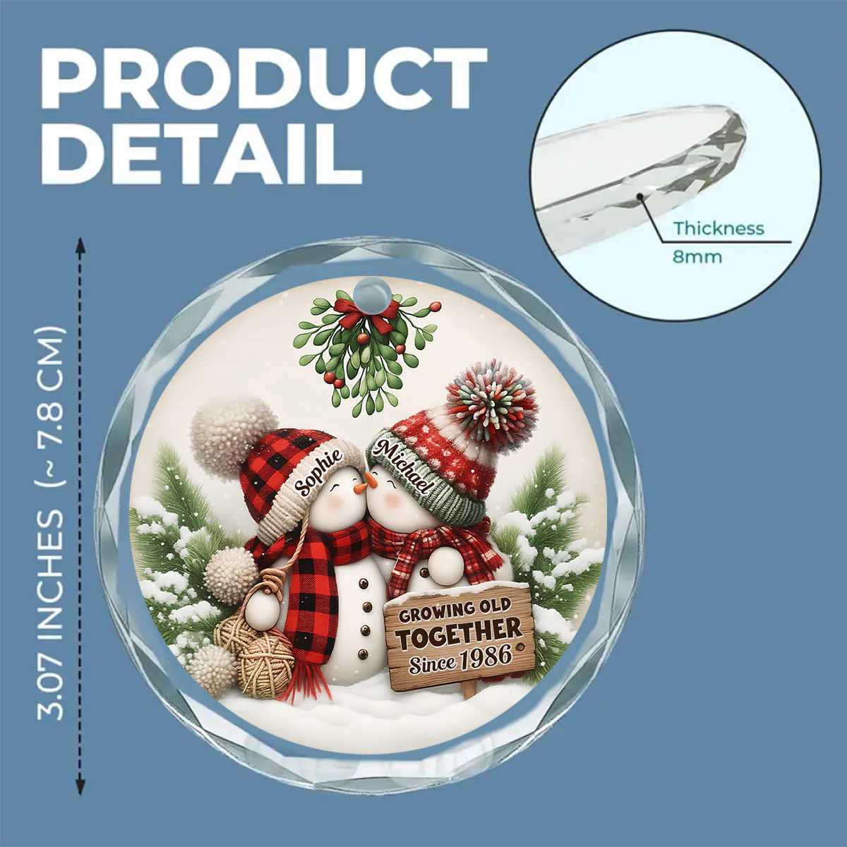 Our Holiday Romance - Personalized Custom Glass Ornament - Image 6