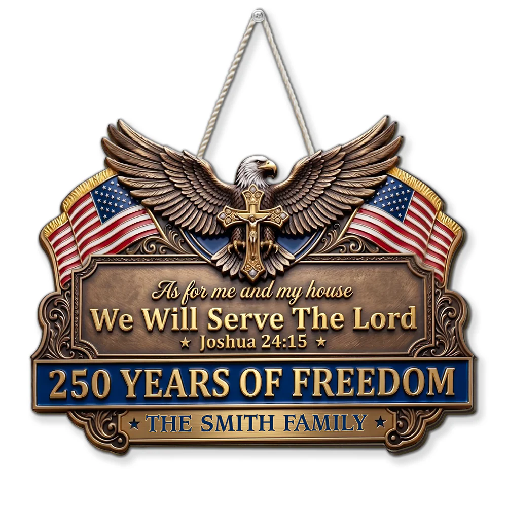 Our Home Serves The Lord - Personalized Custom Wood Sign