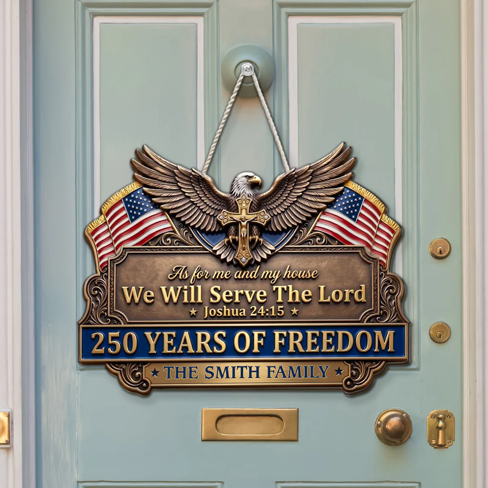 Our Home Serves The Lord - Personalized Custom Wood Sign - Image 2
