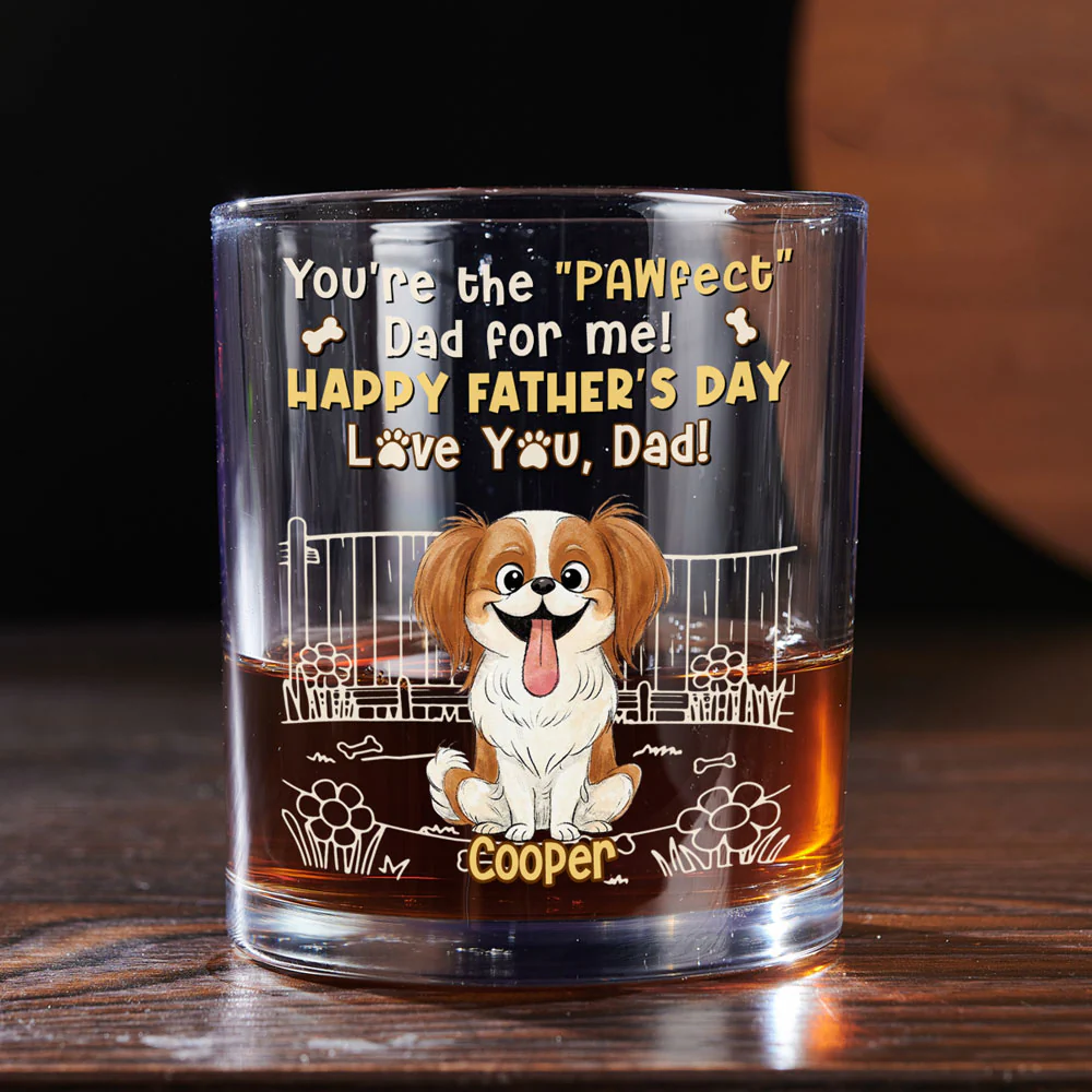 Our Pawfect Dad - Personalized Custom Whiskey Glass