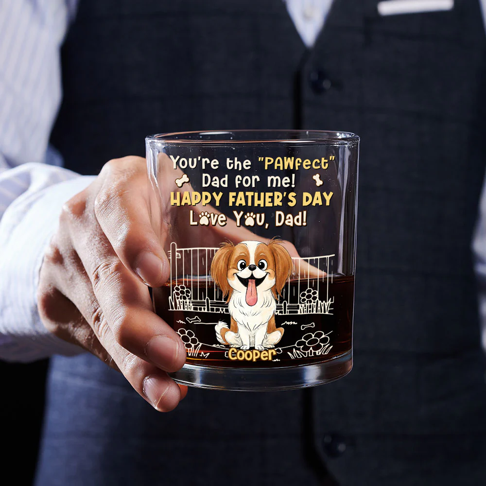 Our Pawfect Dad - Personalized Custom Whiskey Glass - Image 4