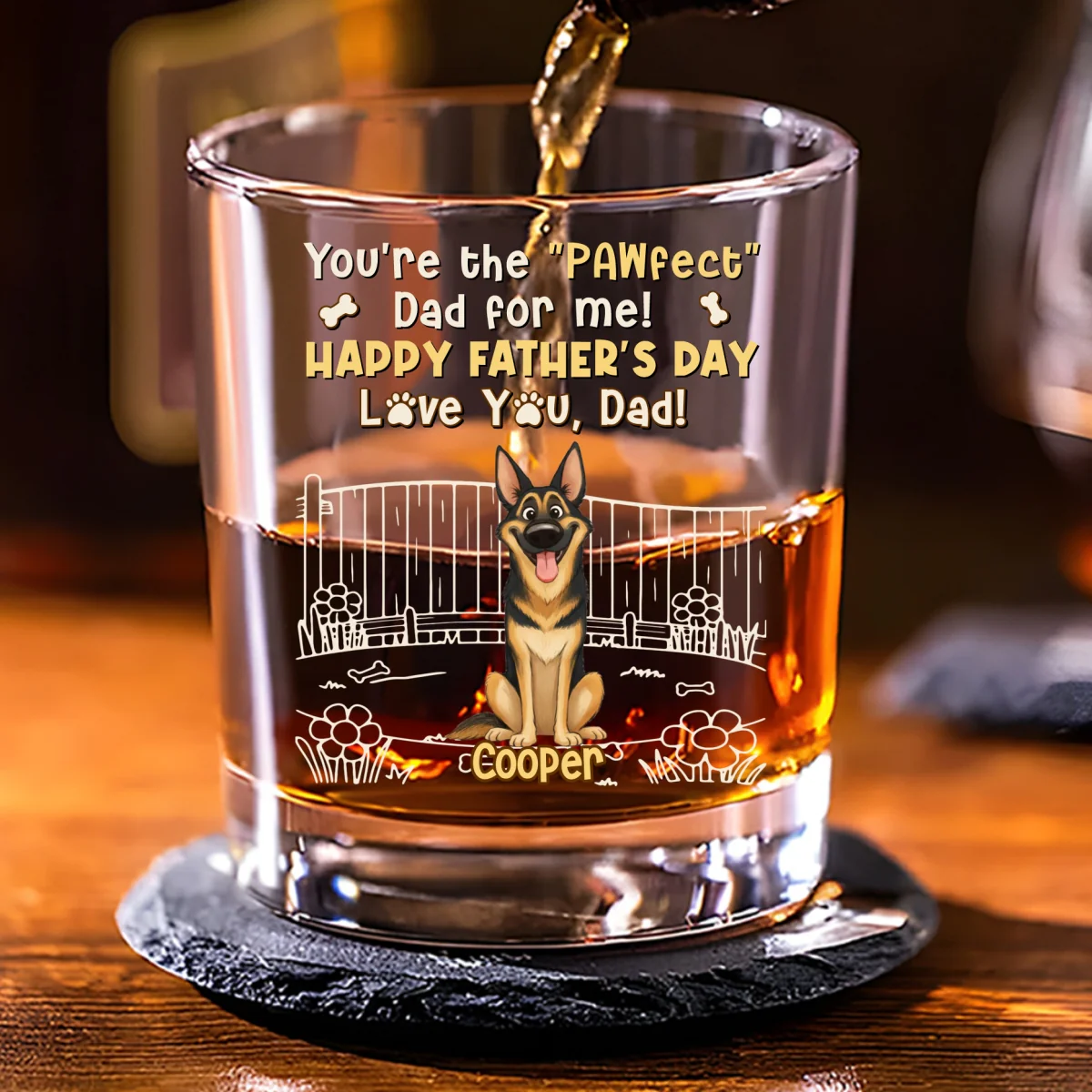 Our Pawfect Dad - Personalized Custom Whiskey Glass - Image 7