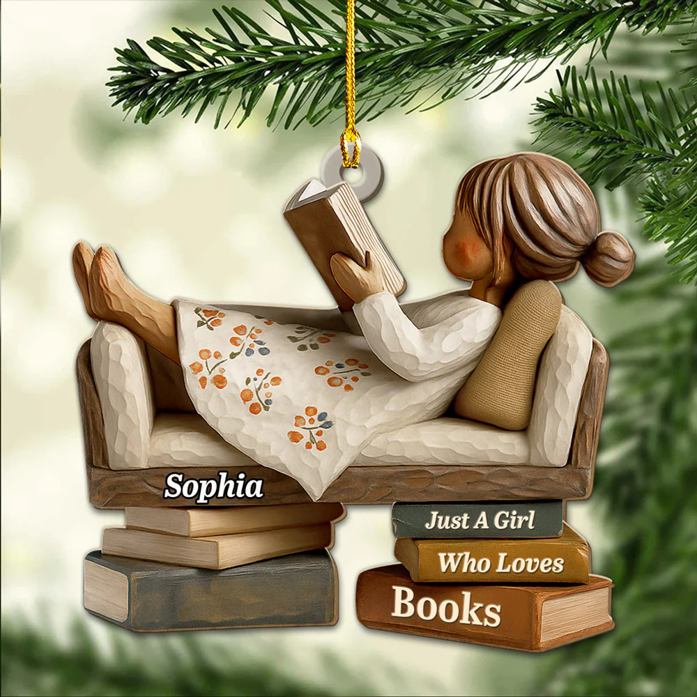 Pages And Peace - Personalized Custom Wood Ornament - Image 5