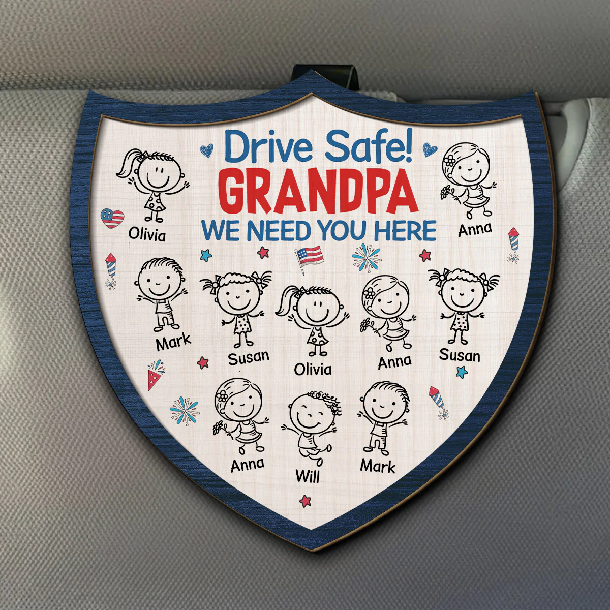 Papa America - Personalized Custom Car Visor Clip
