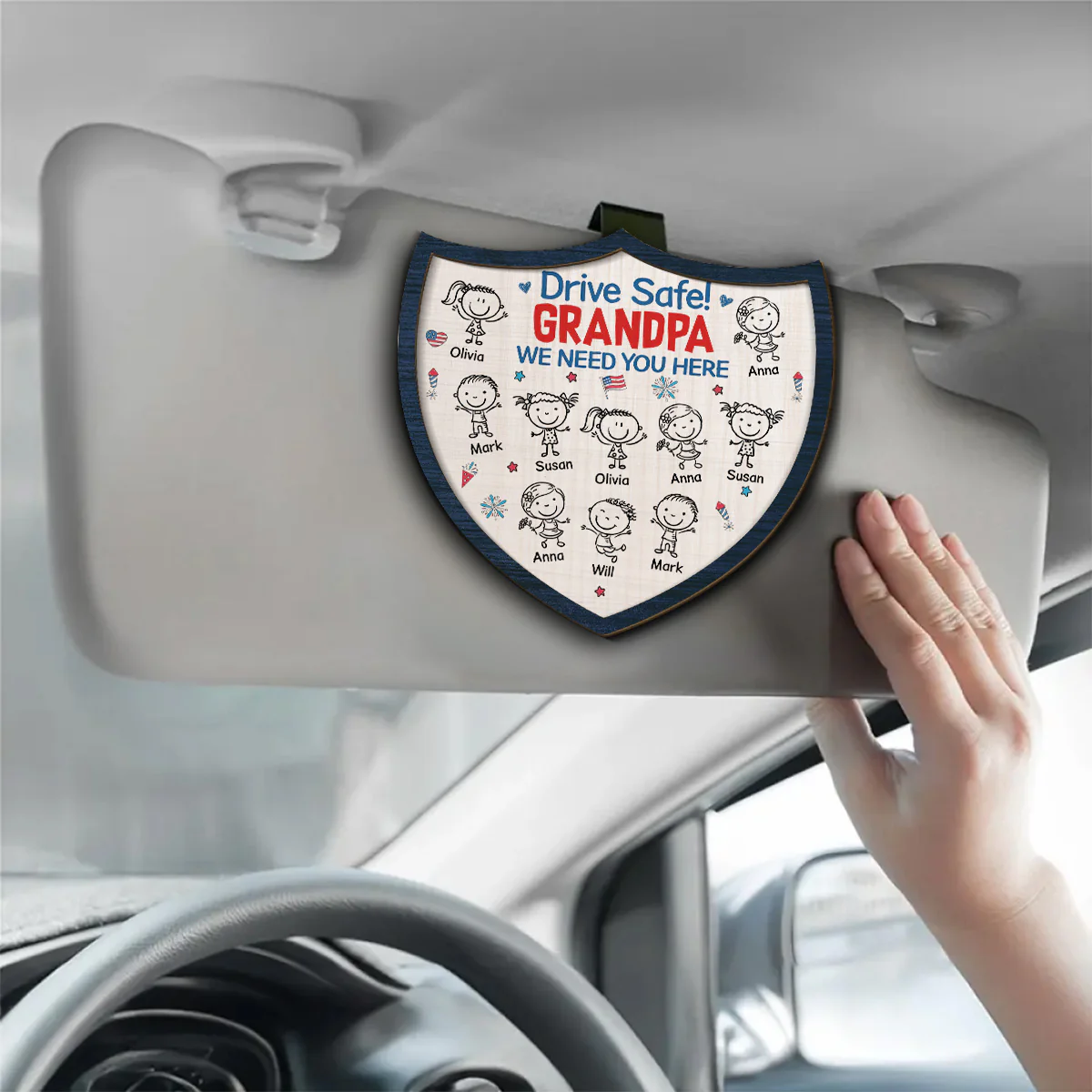Papa America - Personalized Custom Car Visor Clip - Image 3