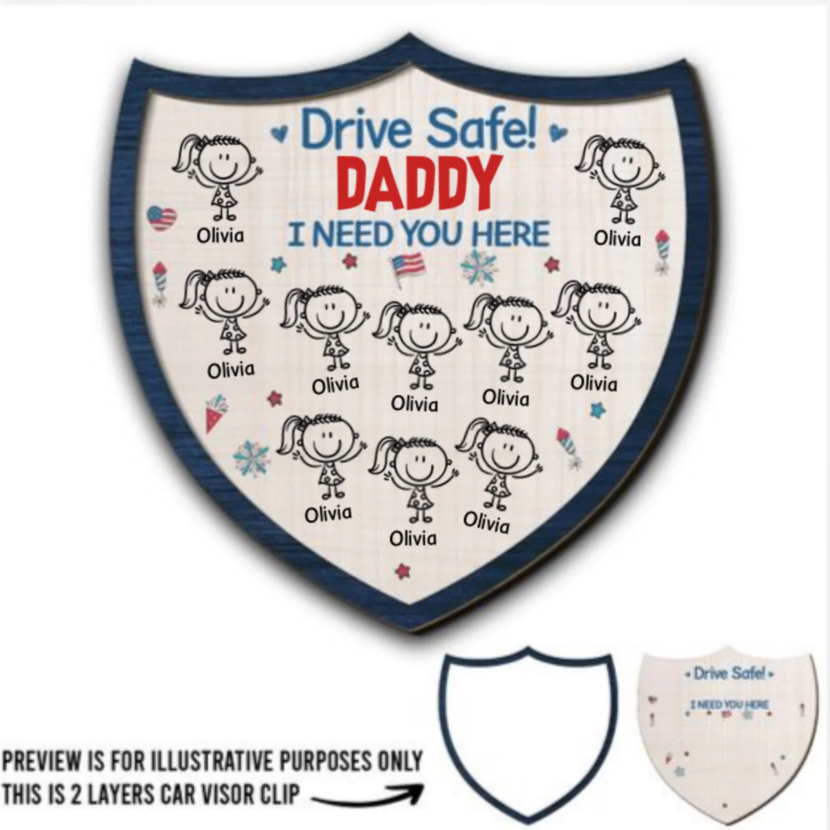 Papa America - Personalized Custom Car Visor Clip - Image 4