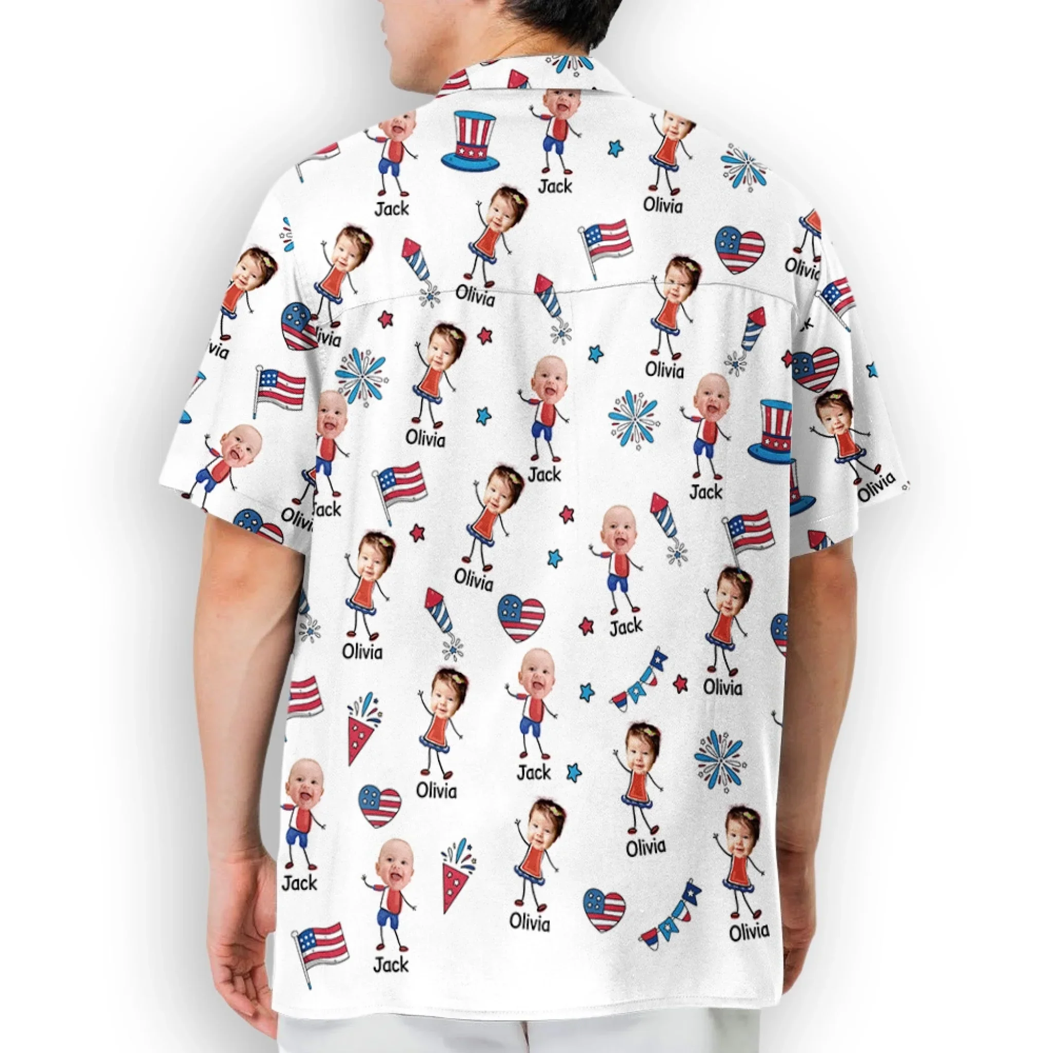 Papa American Photo - Personalized Custom Hawaiian Shirt - Image 3