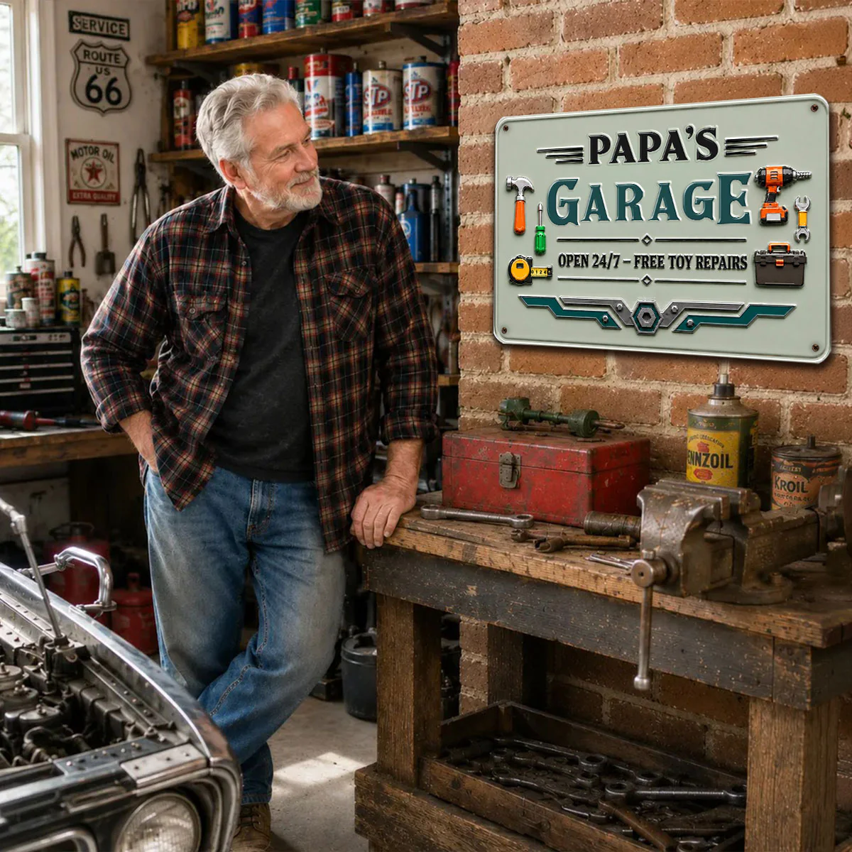 Papa Garage - Personalized Custom Metal Sign - Image 2
