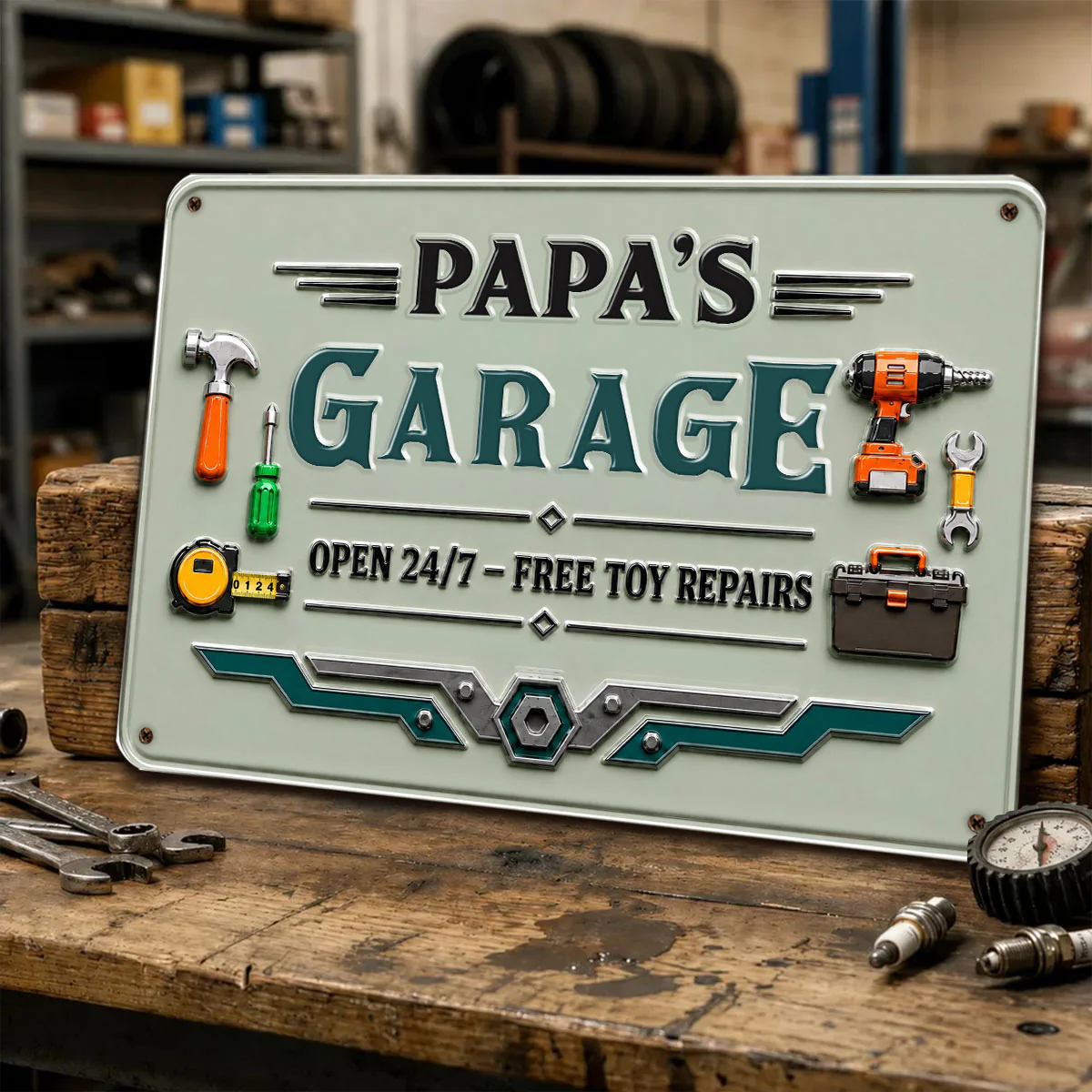 Papa Garage - Personalized Custom Metal Sign - Image 4