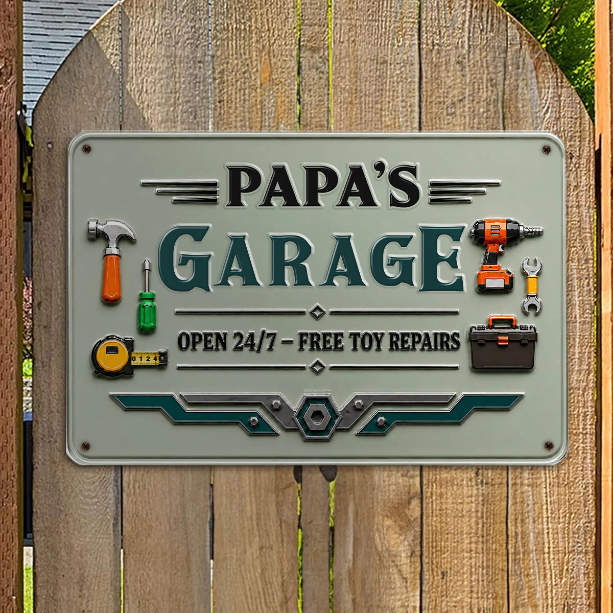 Papa Garage - Personalized Custom Metal Sign - Image 5