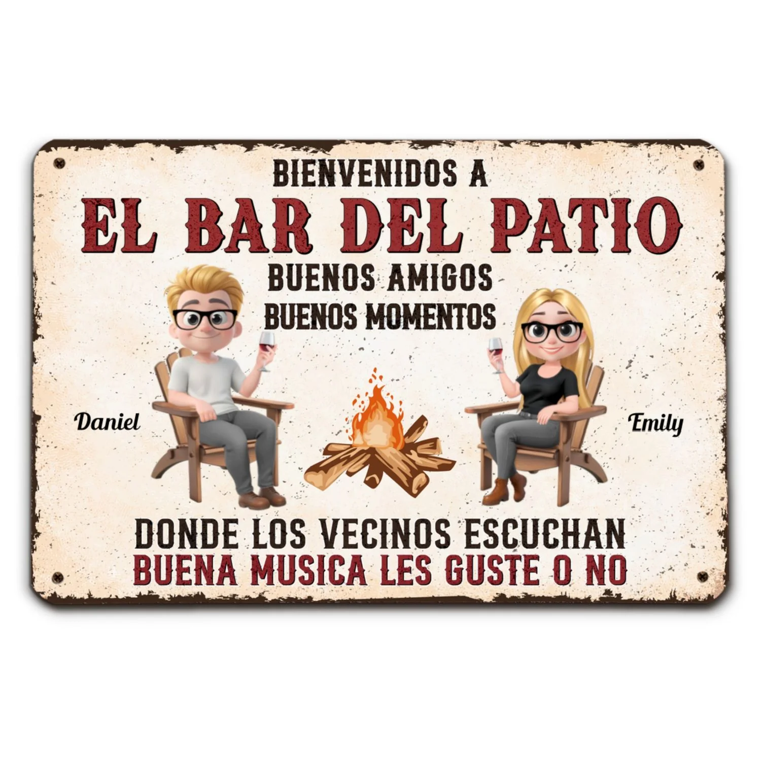 Parrillada en el patio y buena música – Letrero metálico personalizado - Image 8