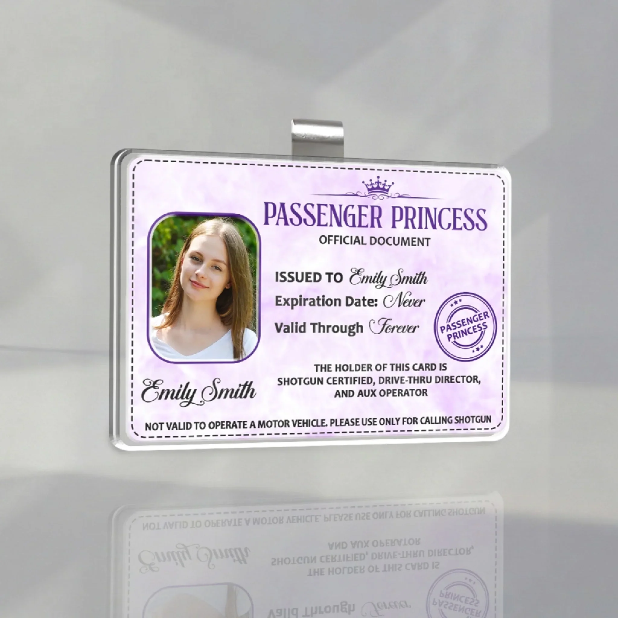 Passenger Princess - Personalized Custom Acrylic Car Visor Clip - Image 5