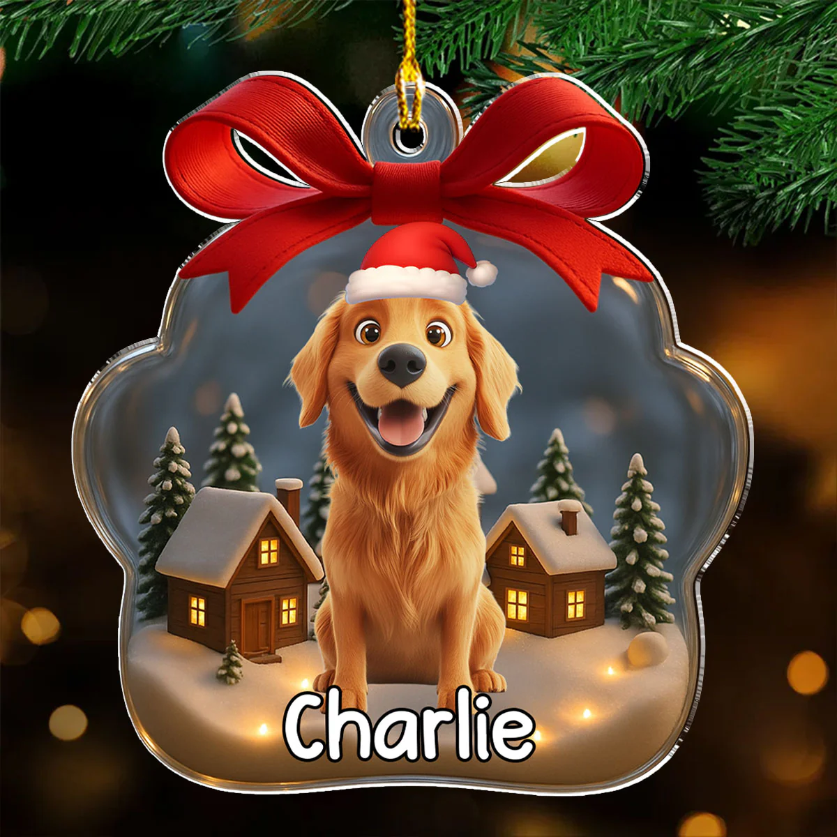 Paw In Snow - Personalized Custom Acrylic Ornament