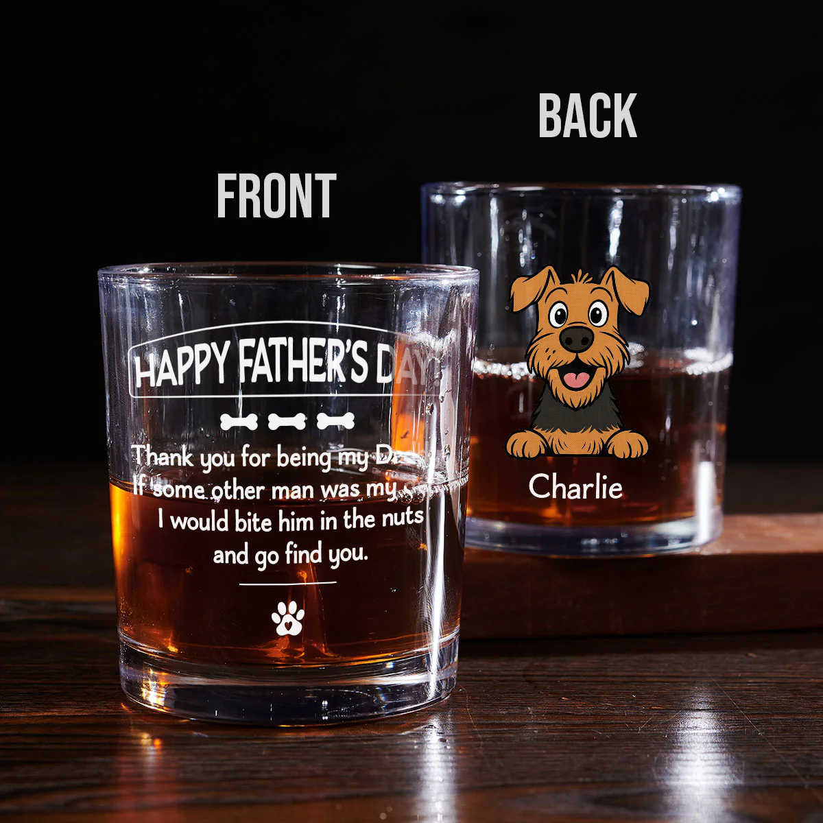 Pawsitively Lucky To Bark - Personalized Custom Whiskey Glass - Image 2