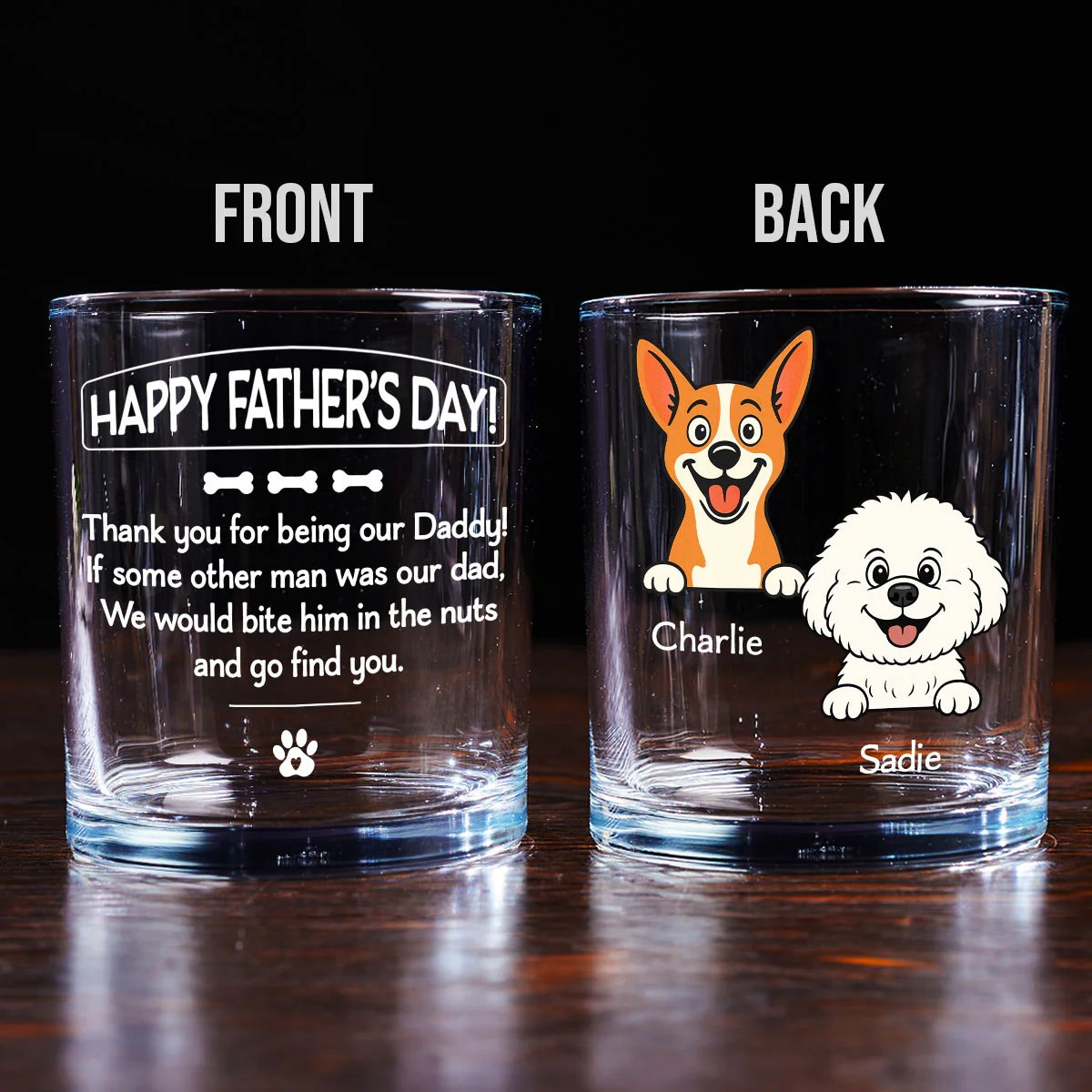Pawsitively Lucky To Bark - Personalized Custom Whiskey Glass - Image 3