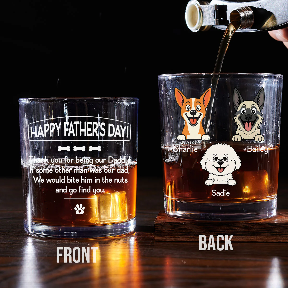 Pawsitively Lucky To Bark - Personalized Custom Whiskey Glass - Image 4