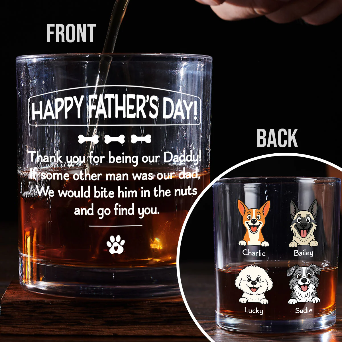 Pawsitively Lucky To Bark - Personalized Custom Whiskey Glass - Image 5