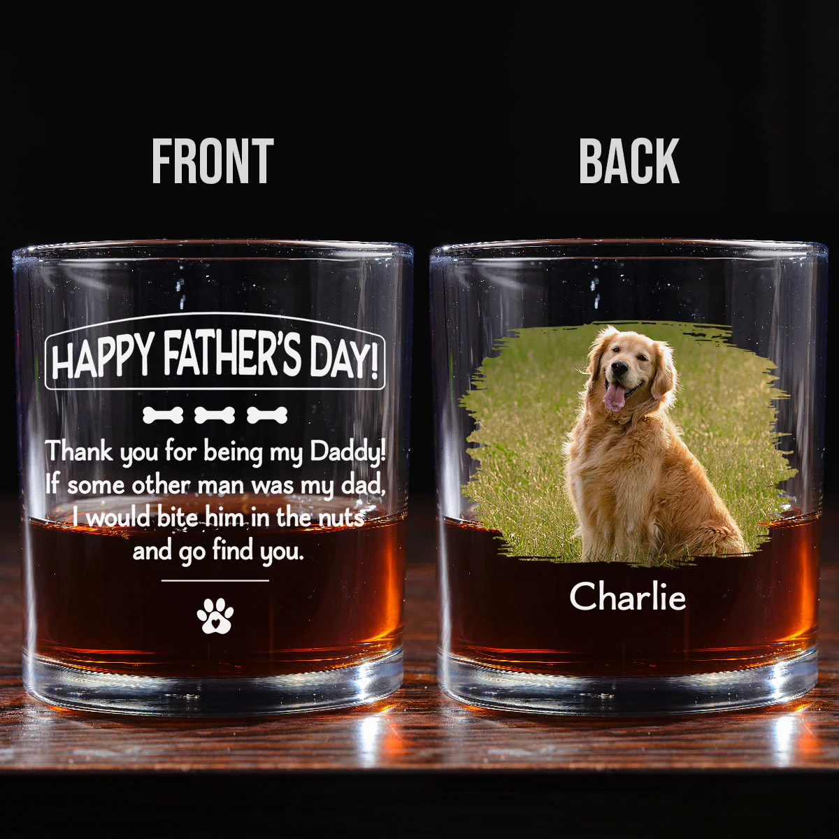 Pawsitively Lucky To Bark Photo - Personalized Custom Whiskey Glass