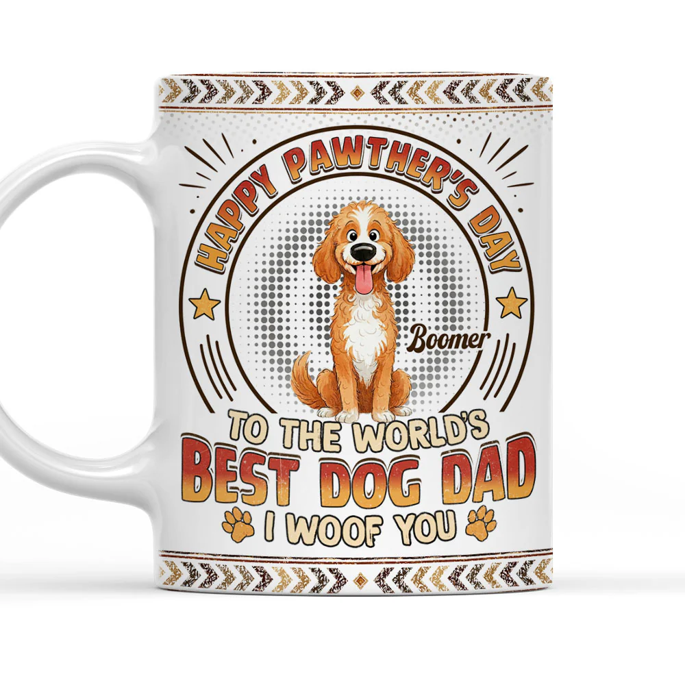 Pawther Day With Dog Dad - Personalized Custom Coffee Mug