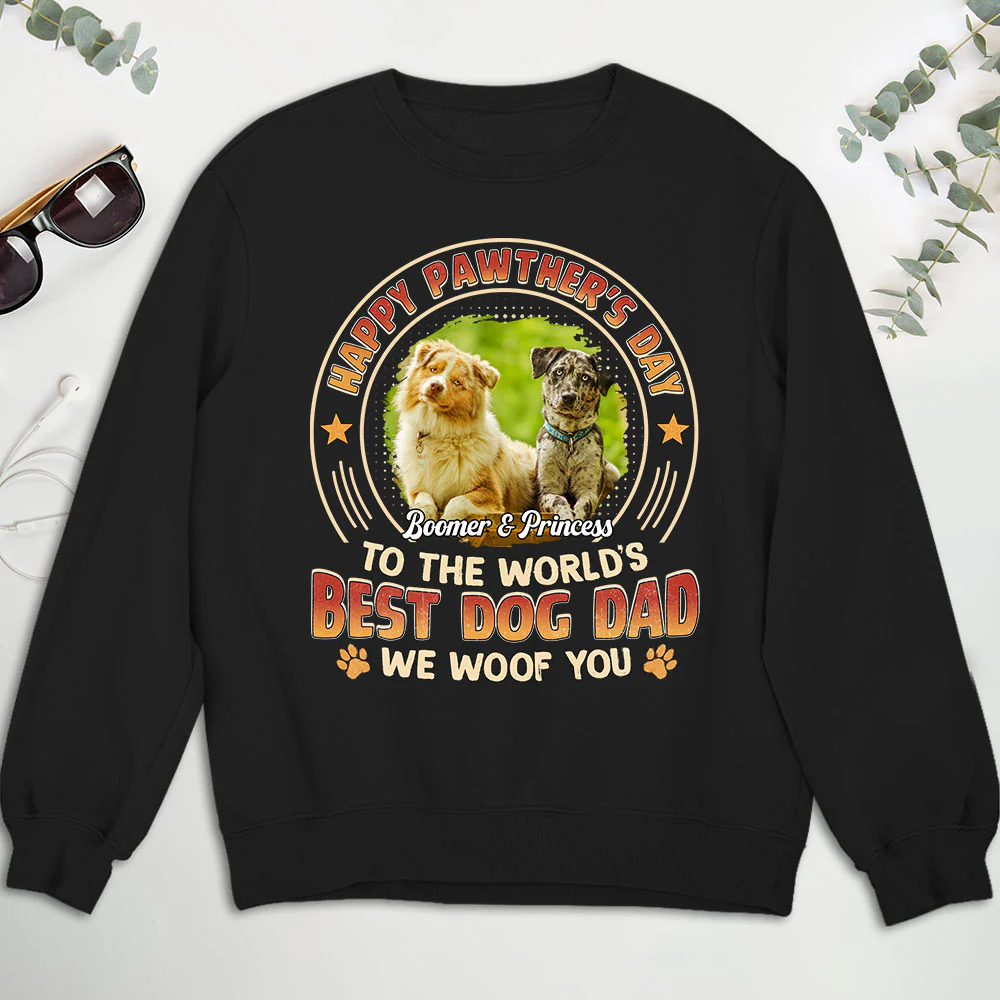 Pawther Day With Dog Dad Photo - Personalized Custom Shirt - Image 4