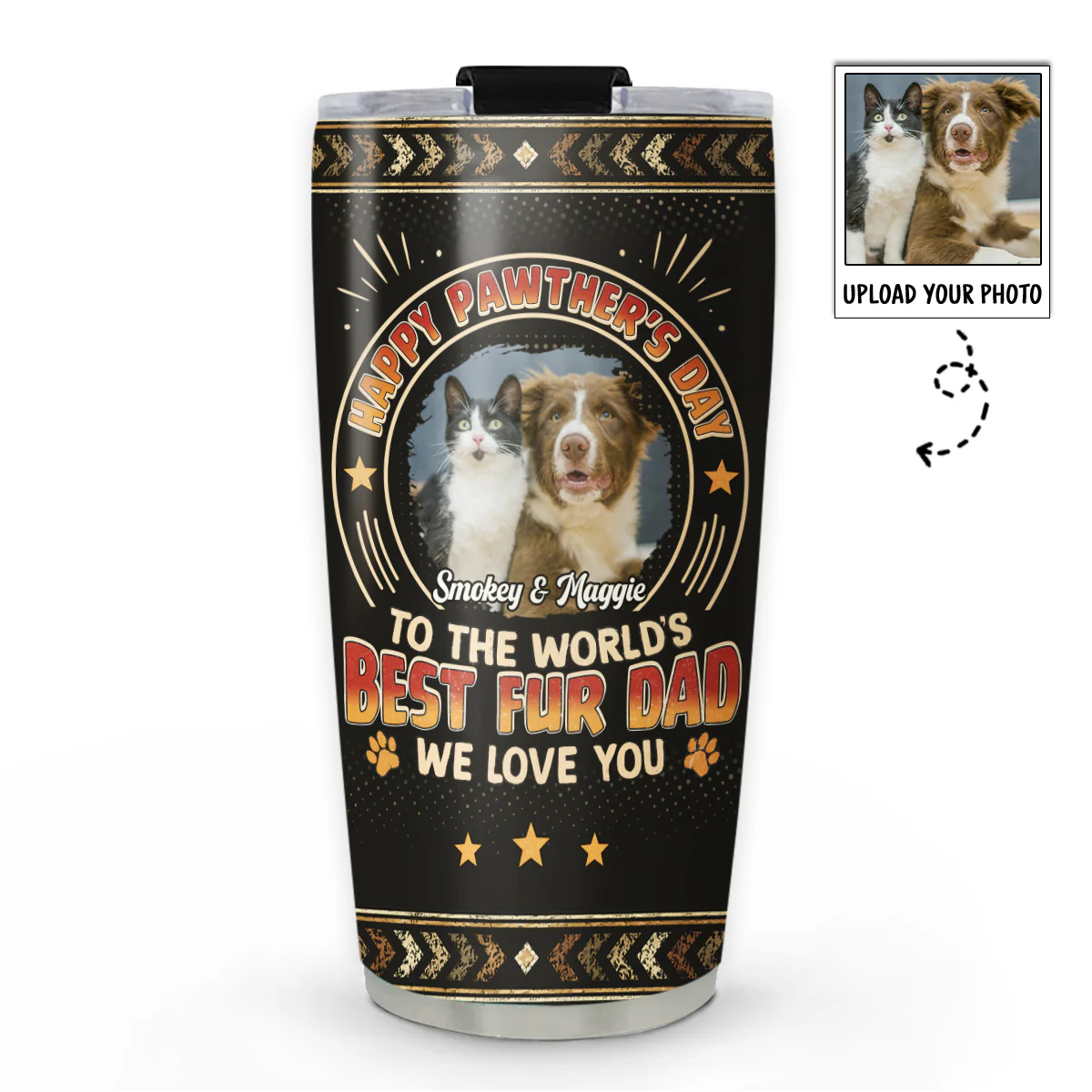 Pawther Day With Pet Dad Photo - Personalized Custom Tumbler