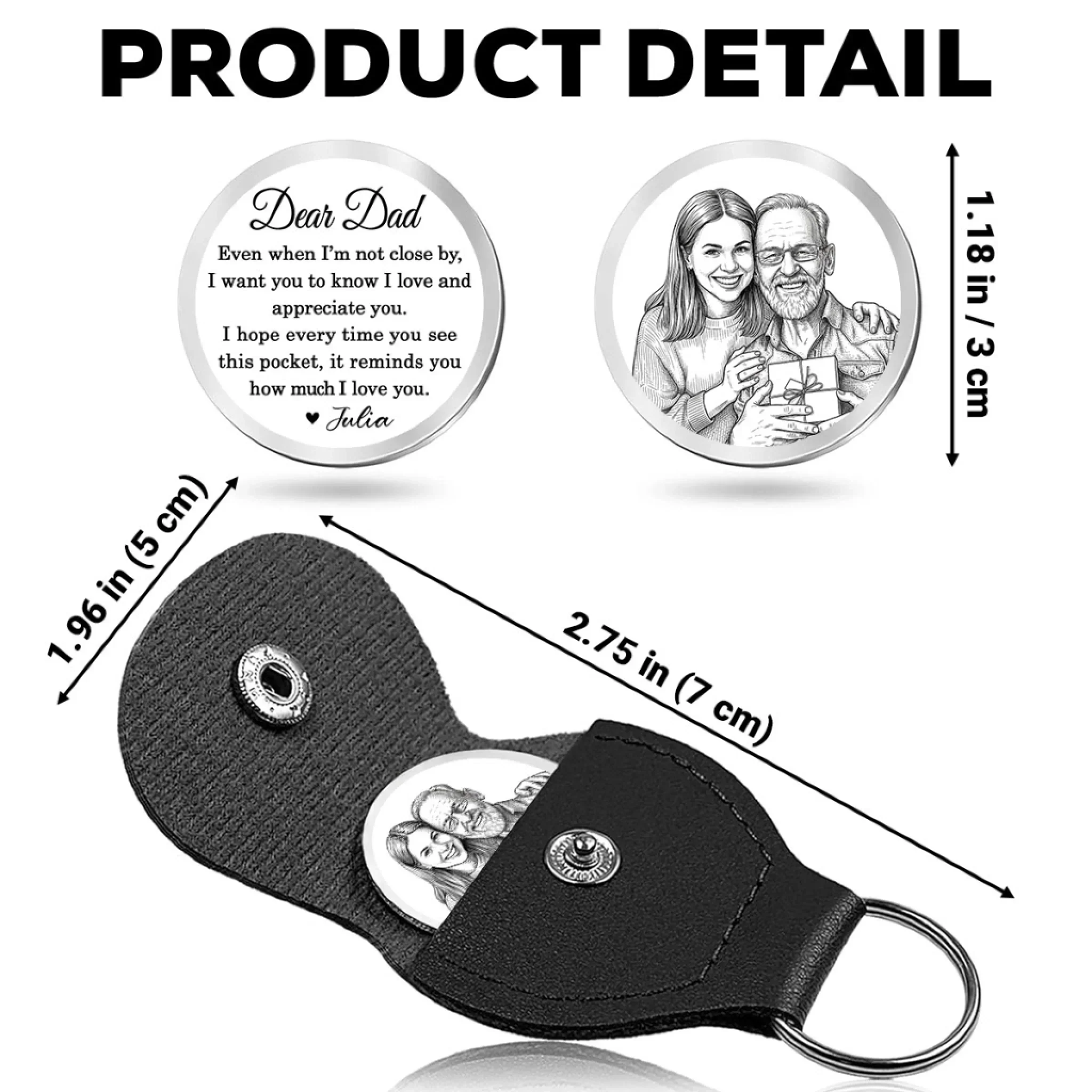 Pencil Sketch Even When I Am Not Close By - Personalized Custom Pocket Hug - Image 6